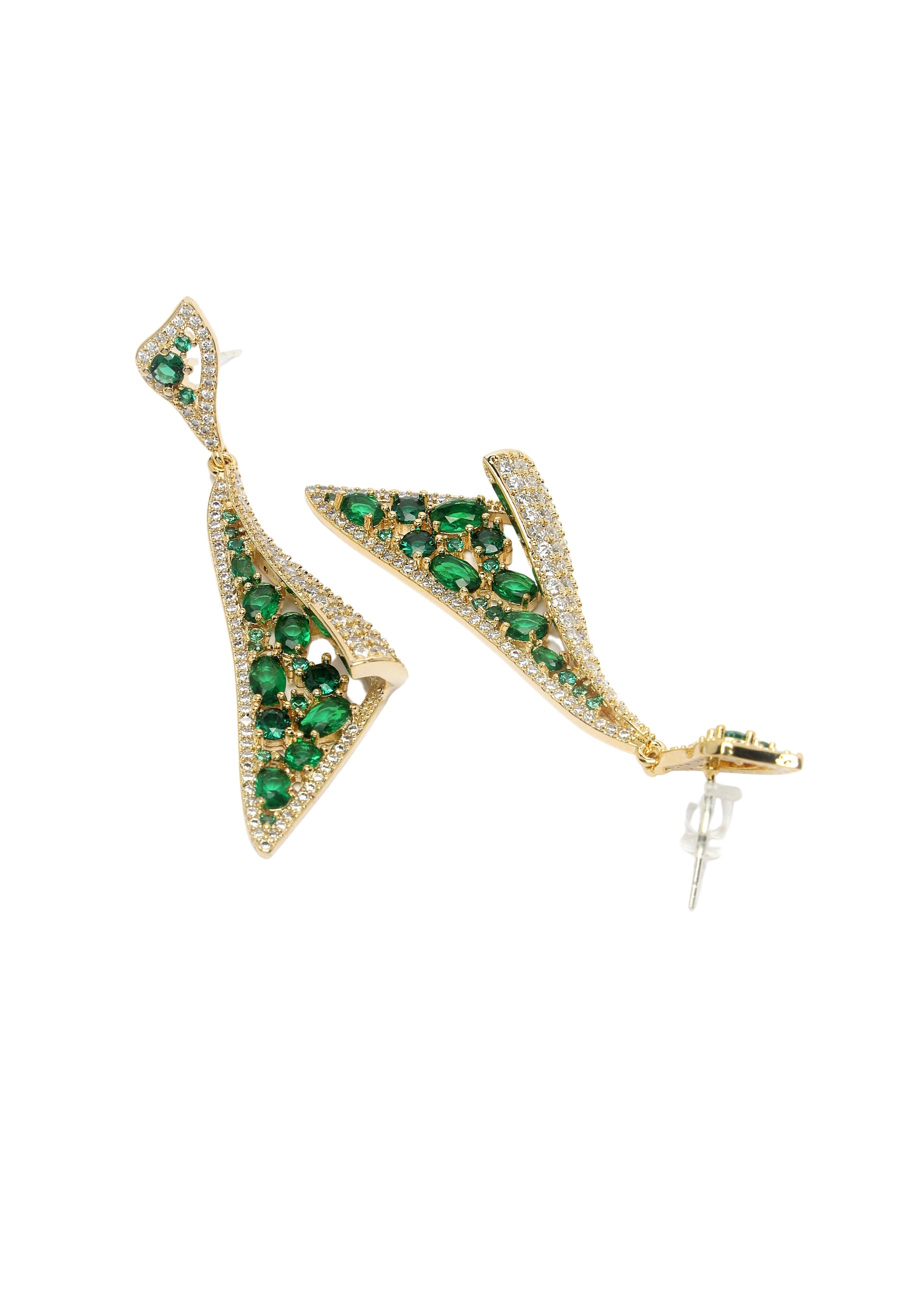 Zirconia Hollow Triangular Dangle Earrings