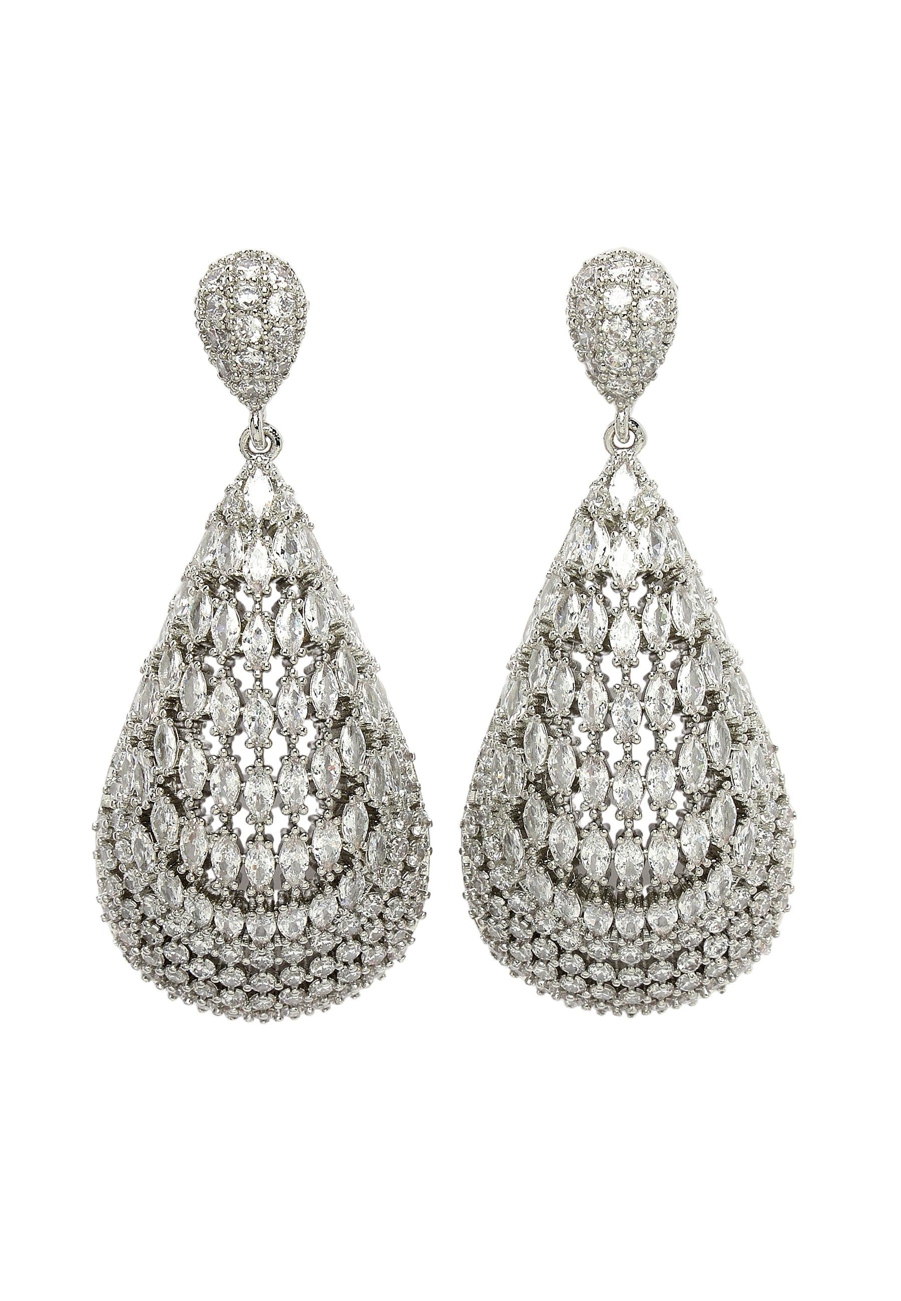 Zirconia Shimmering Hollow Drop Earrings