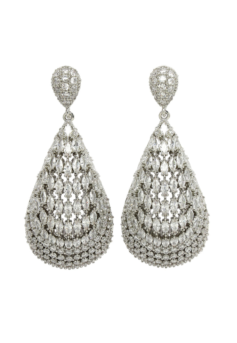 Zirconia Shimmering Hollow Drop Earrings
