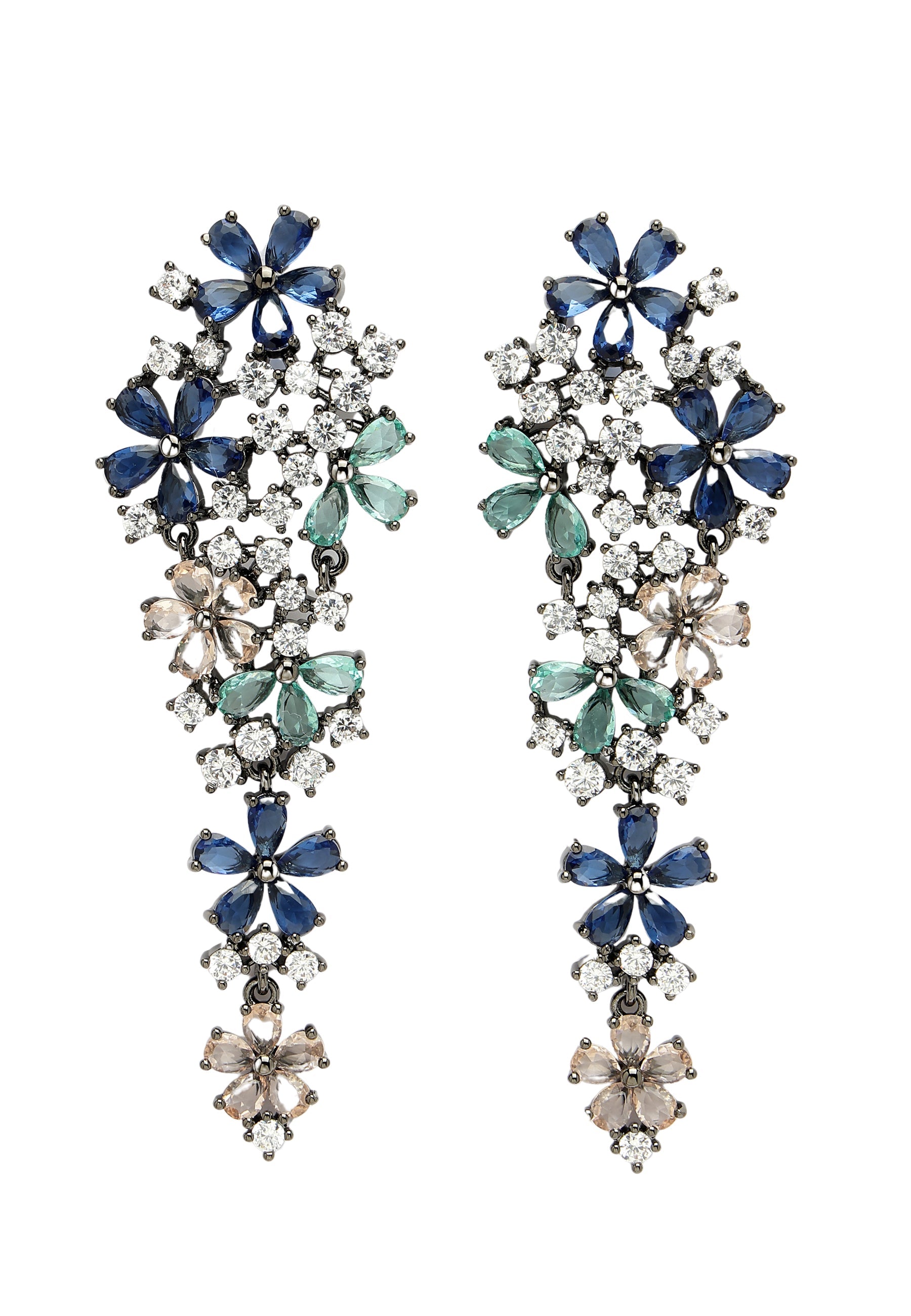 Zirconia Cascading Floral Earrings