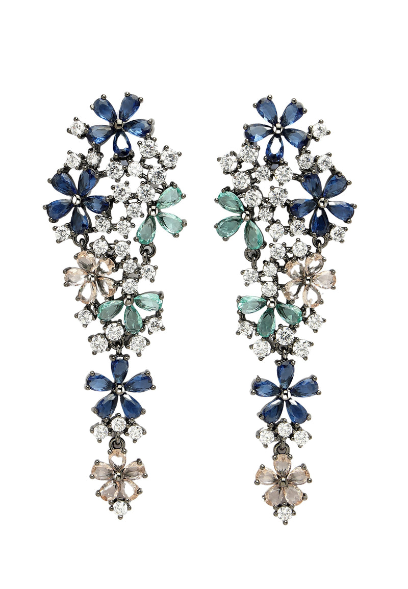 Zirconia Cascading Floral Earrings