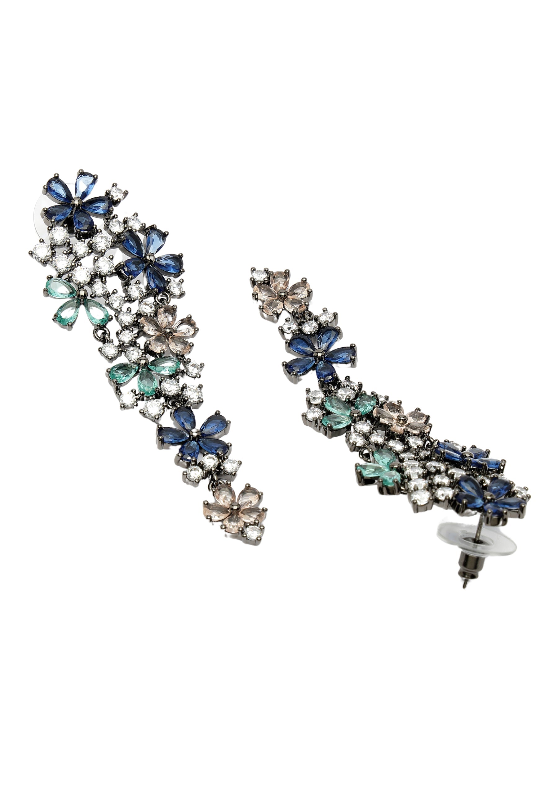 Zirconia Cascading Floral Earrings