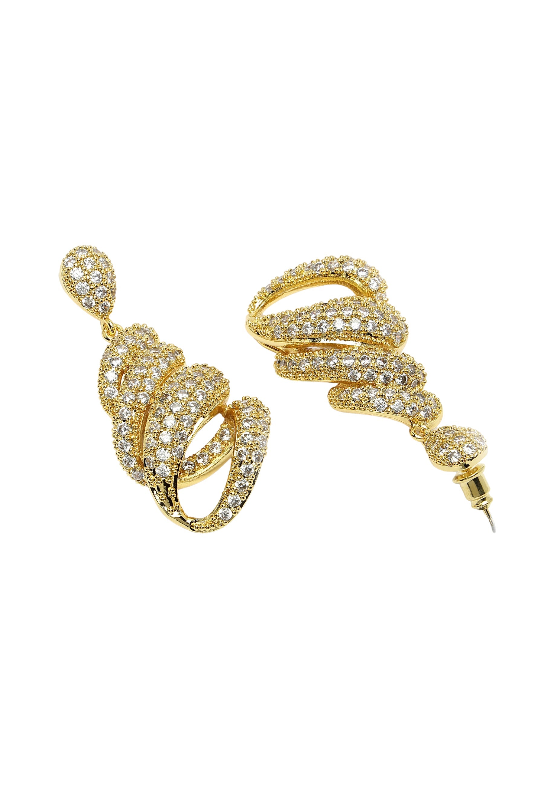 Gleaming Zircon Twisted Earrings