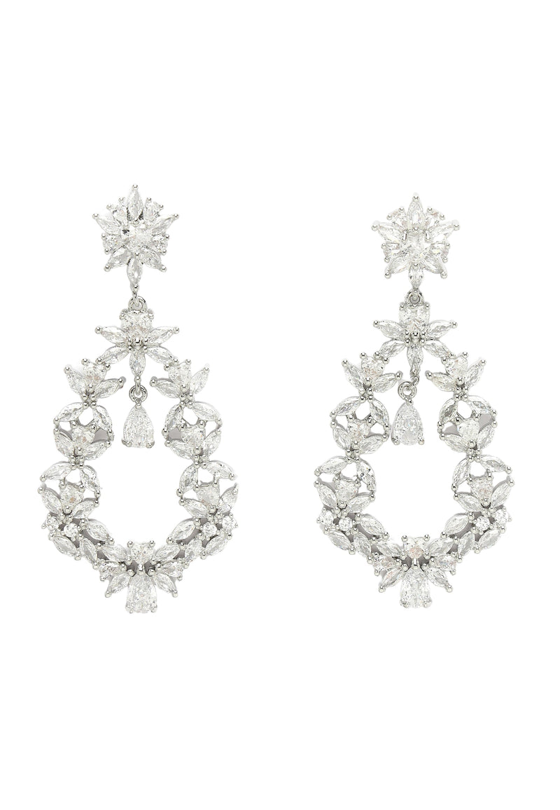 Boucles d'oreilles de luxe à motif floral en zircone