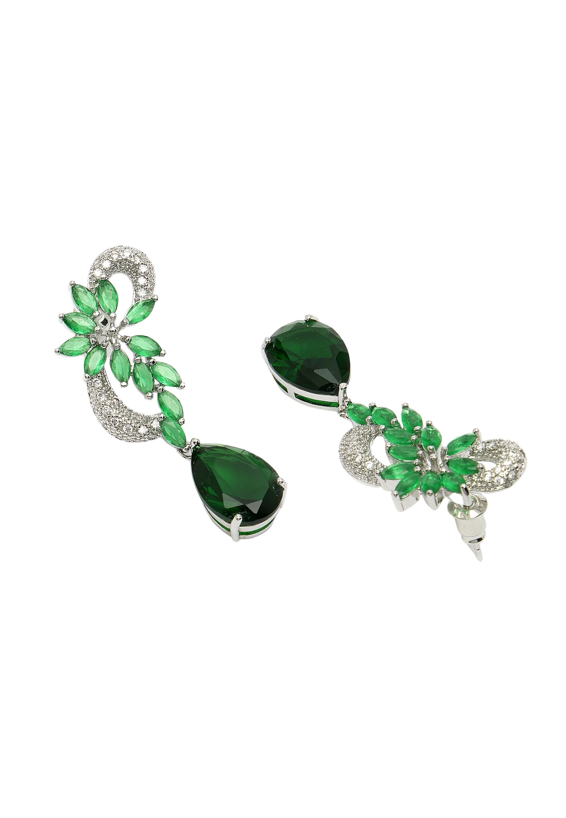 Modern Zirconia Floral Drop Earrings