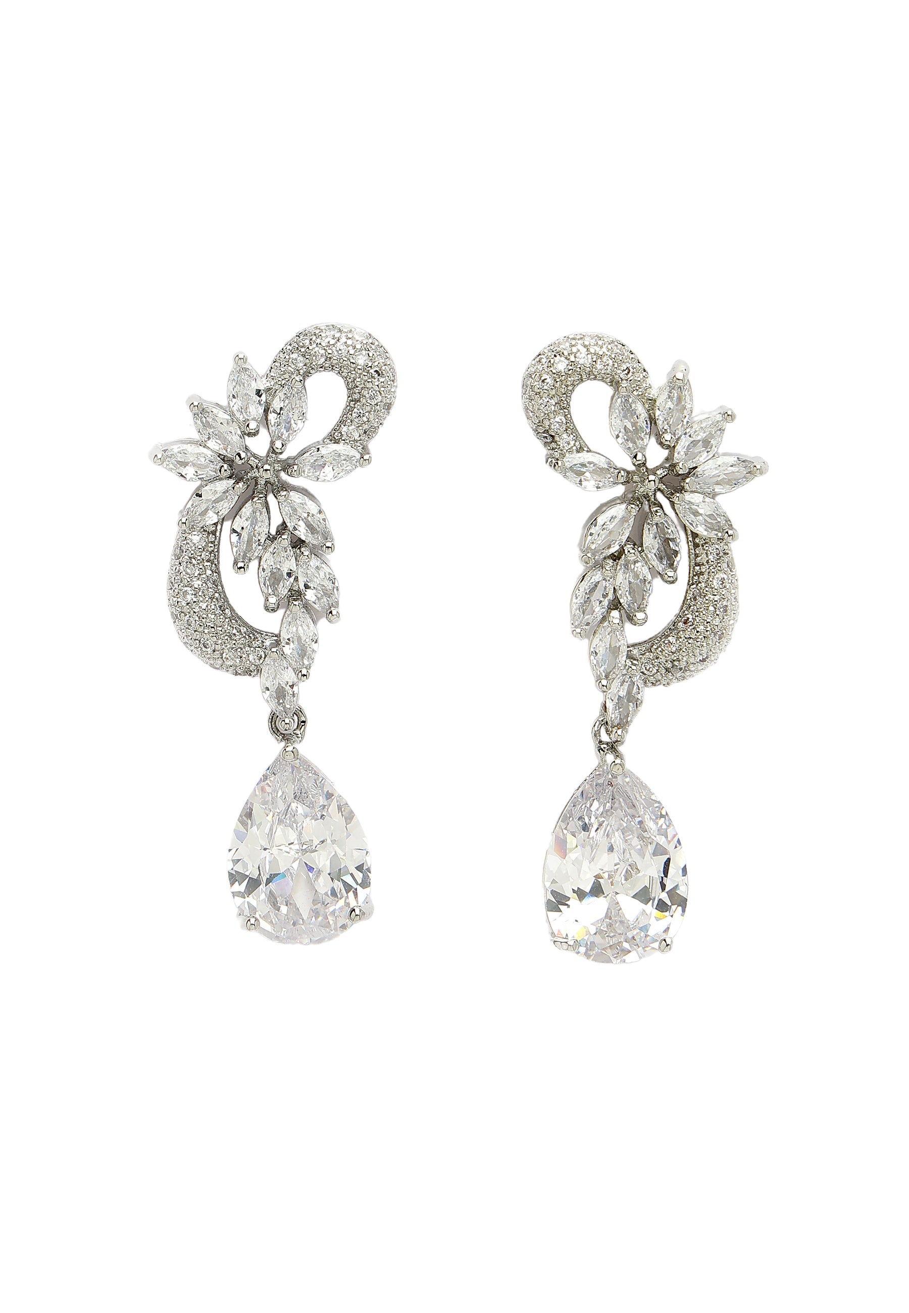 Cubic Zirconia Stylish Leaf Earrings