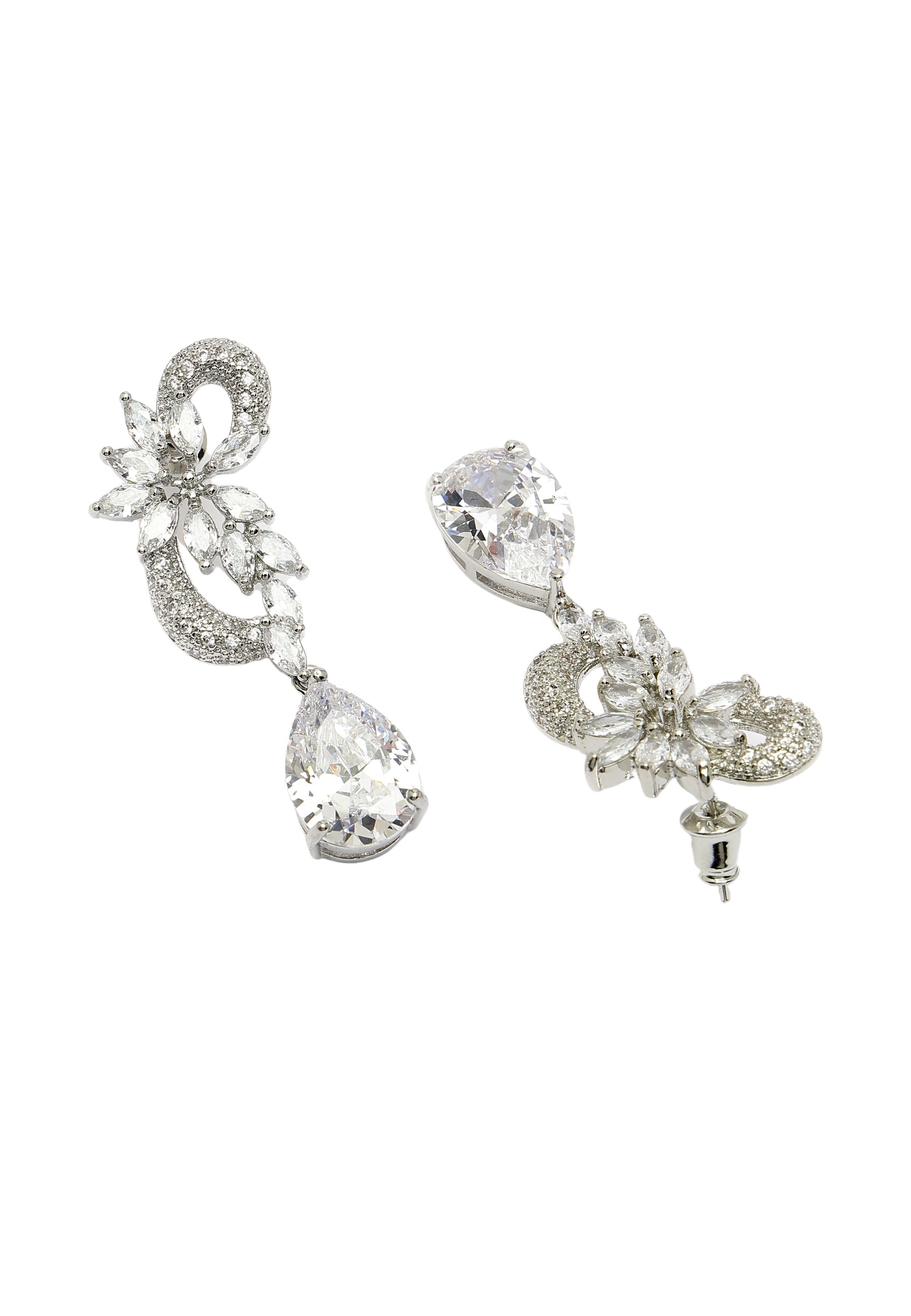 Cubic Zirconia Stylish Leaf Earrings