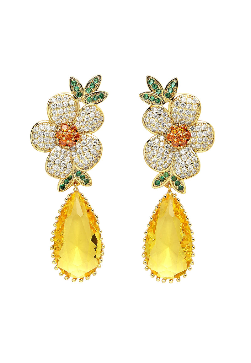 Beautiful Floral Zirconia Drop Earrings