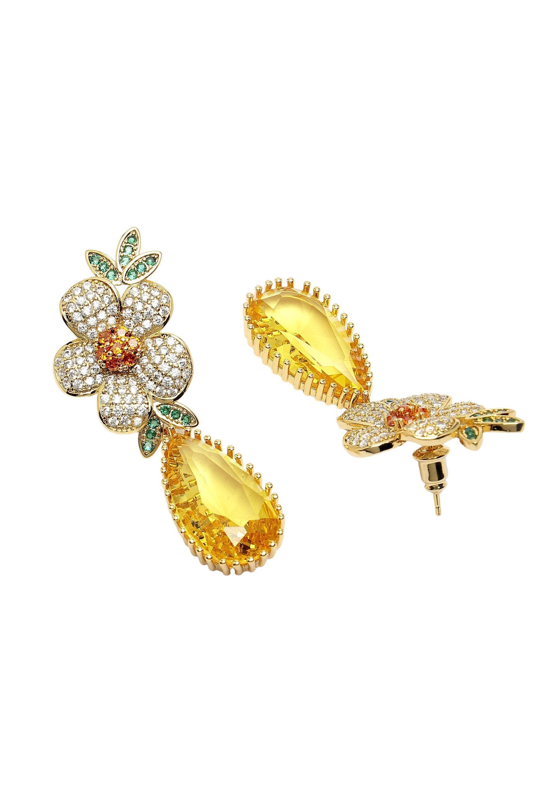 Beautiful Floral Zirconia Drop Earrings