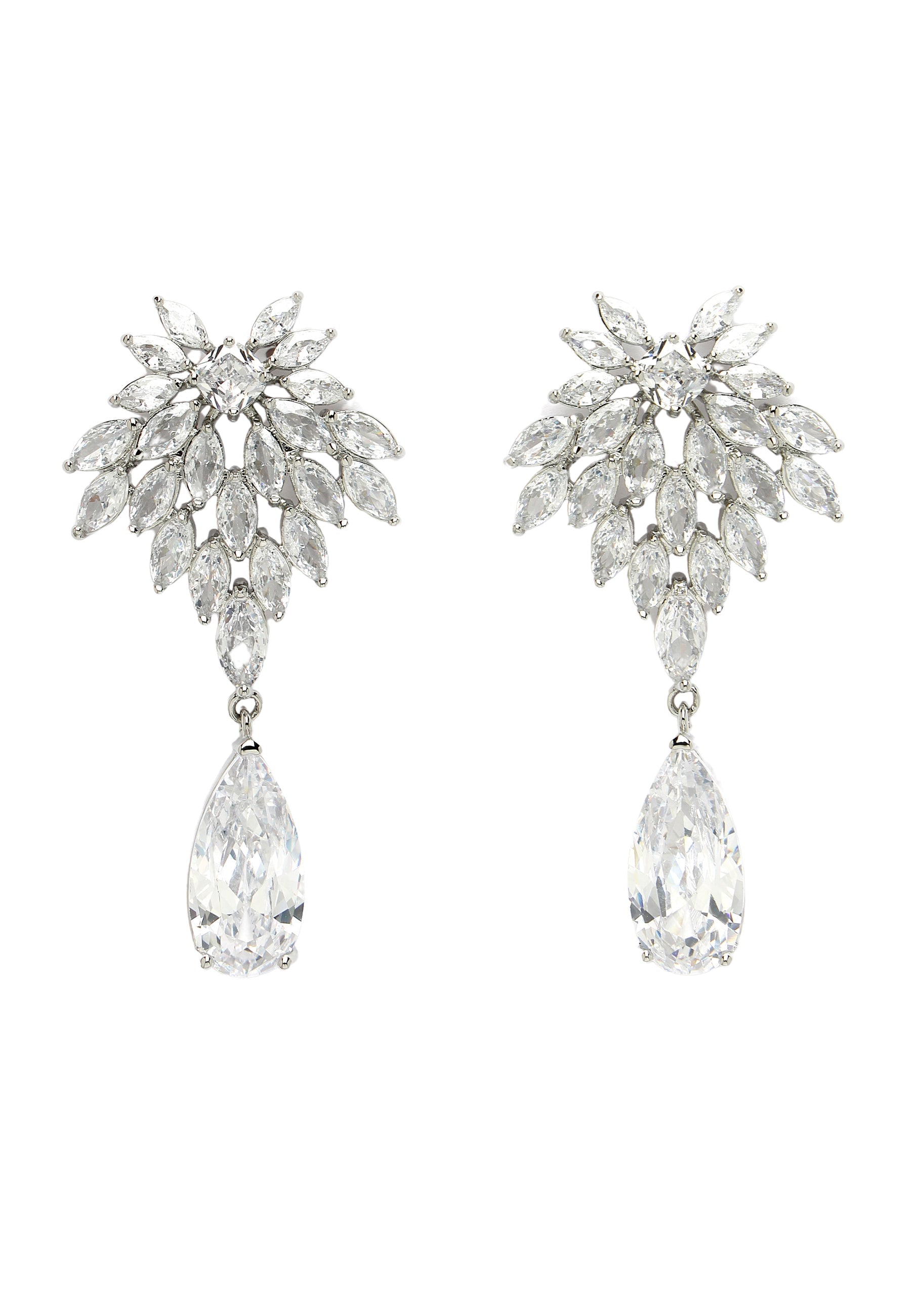 Elegant Zirconia Leafy Drop Earrings