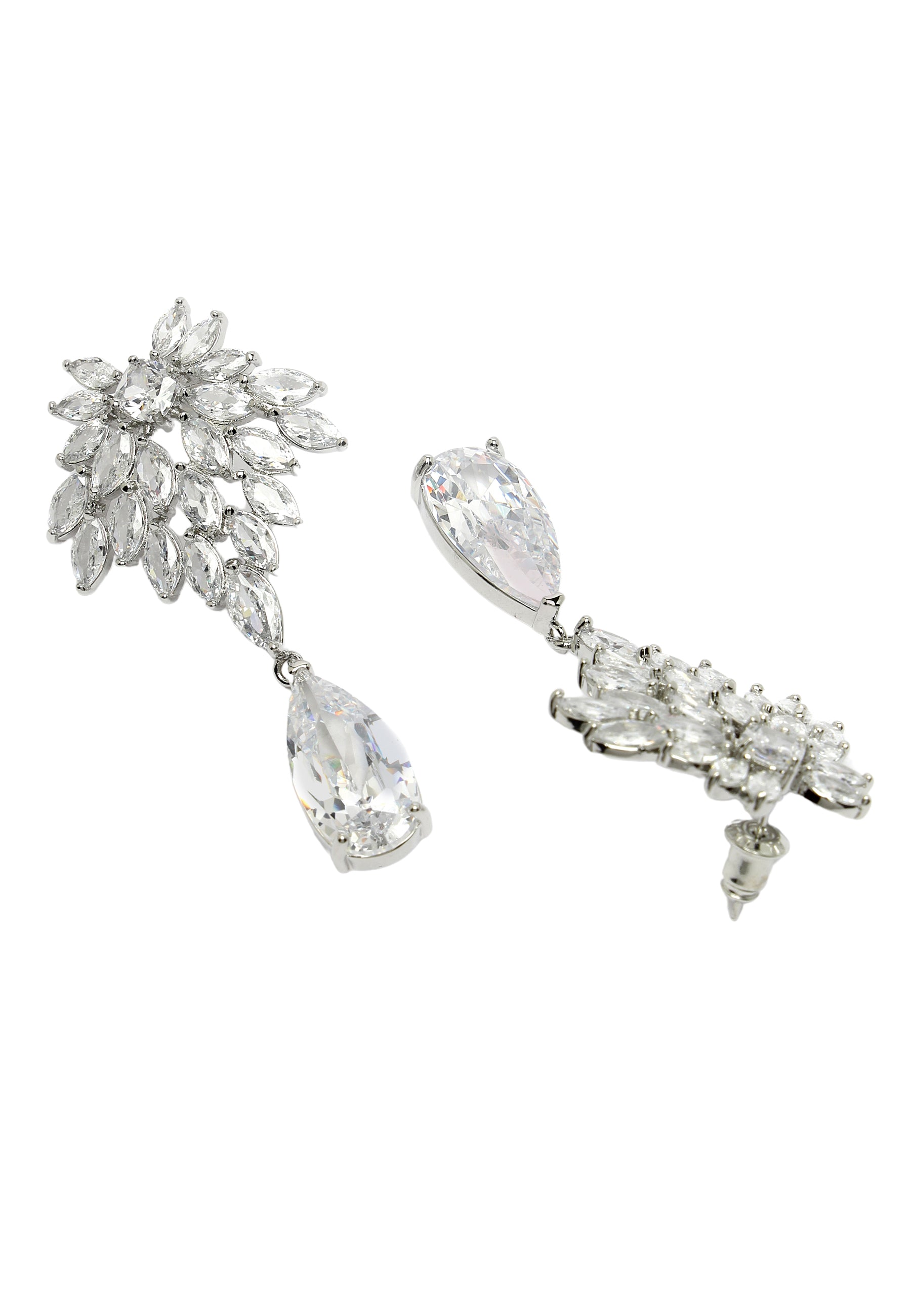 Elegant Zirconia Leafy Drop Earrings