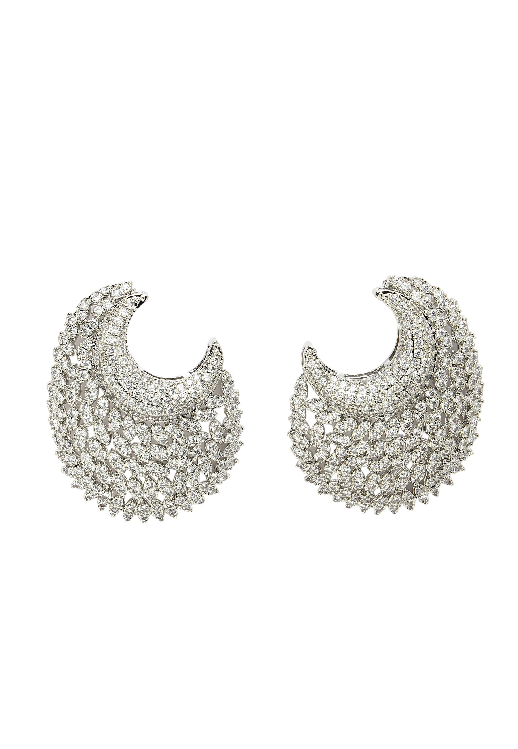 Cubic Zirconia Designer Crescent Earrings