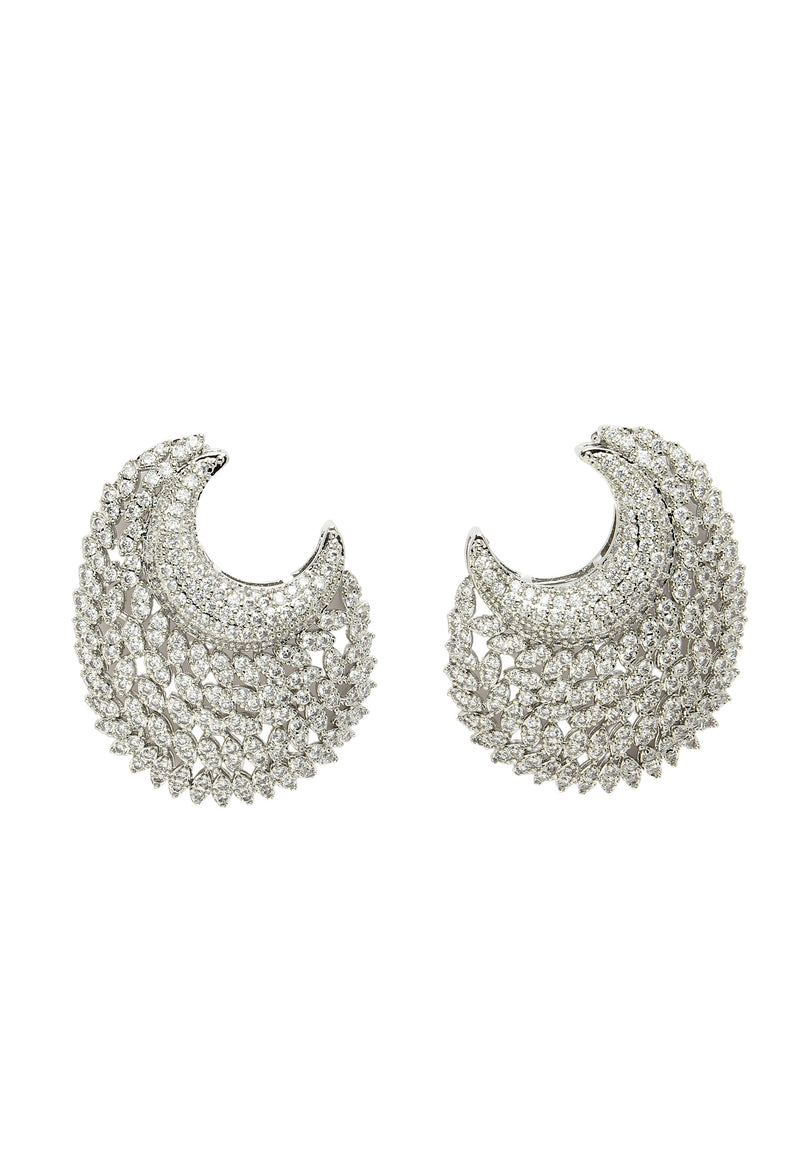 Cubic Zirconia Designer Crescent Earrings