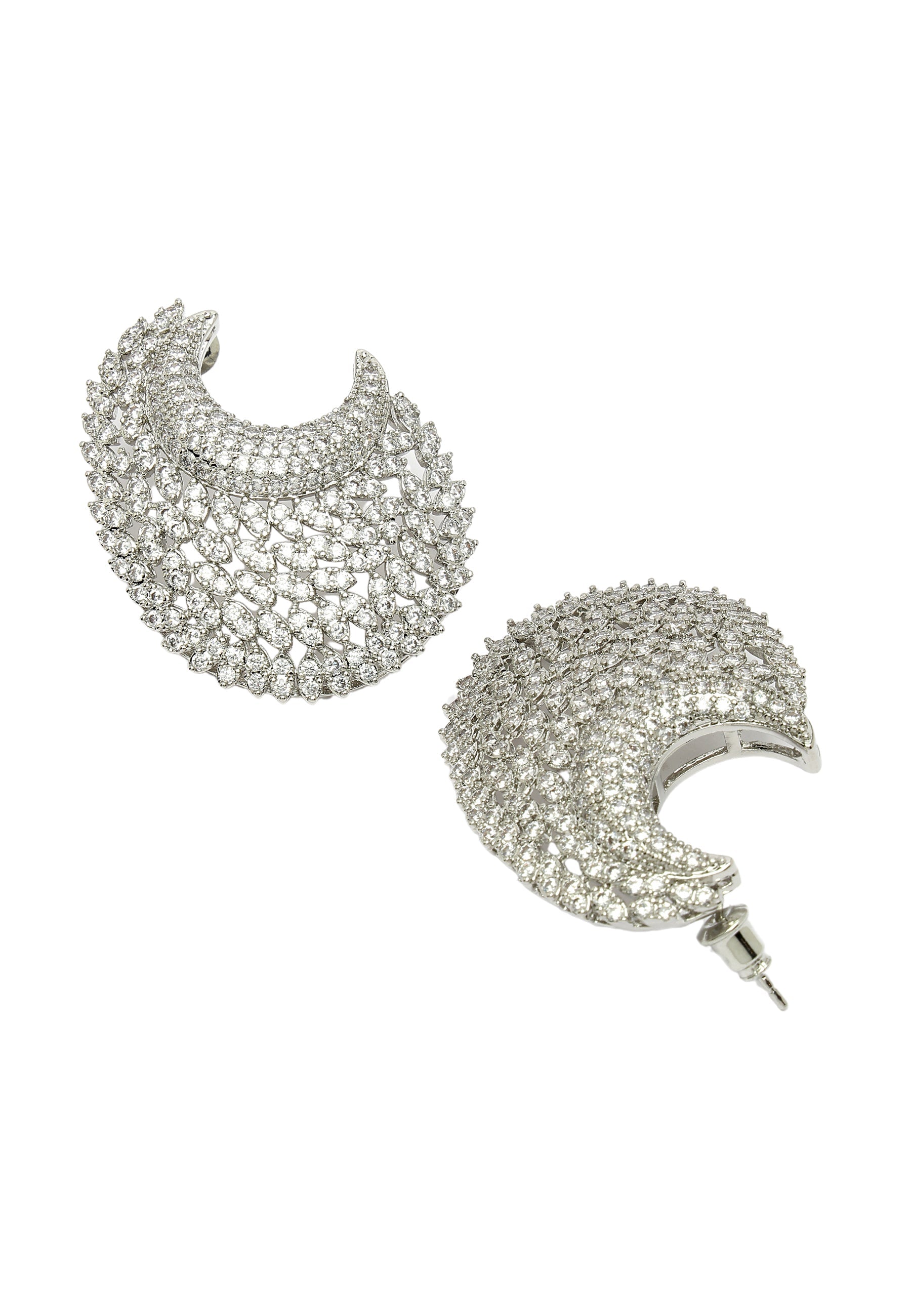 Cubic Zirconia Designer Crescent Earrings