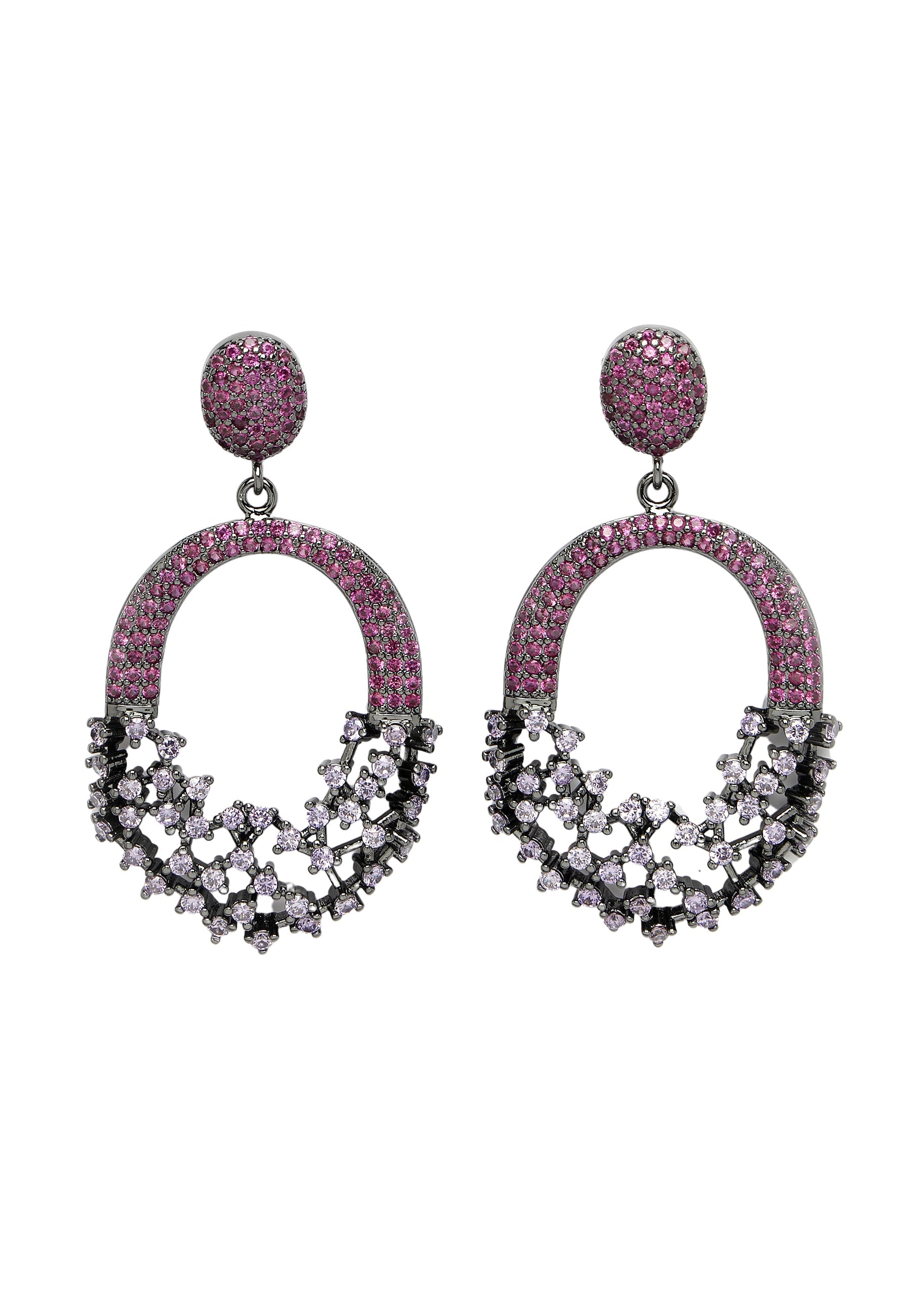 Sparkling Red Hollow Out Zirconia  Earrings