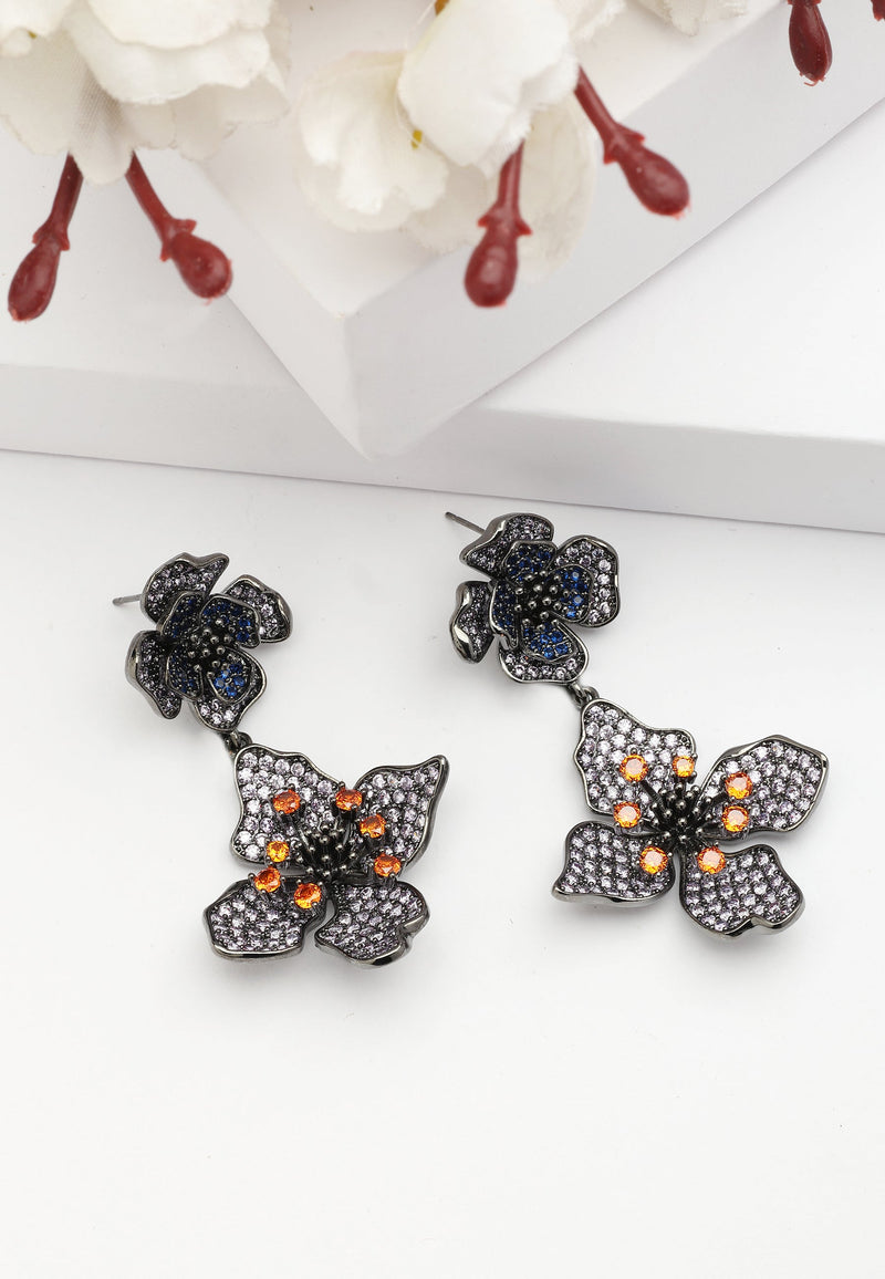 Diva Two-Tiered Floral Drop Earrings