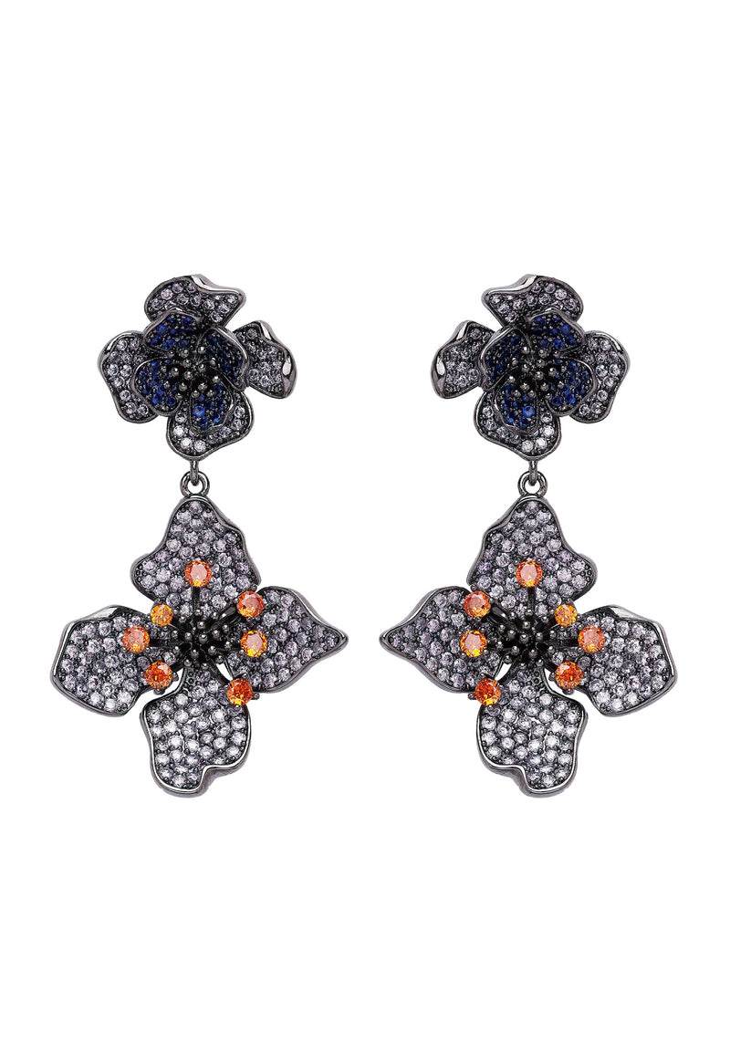 Diva Two-Tiered Floral Drop Earrings