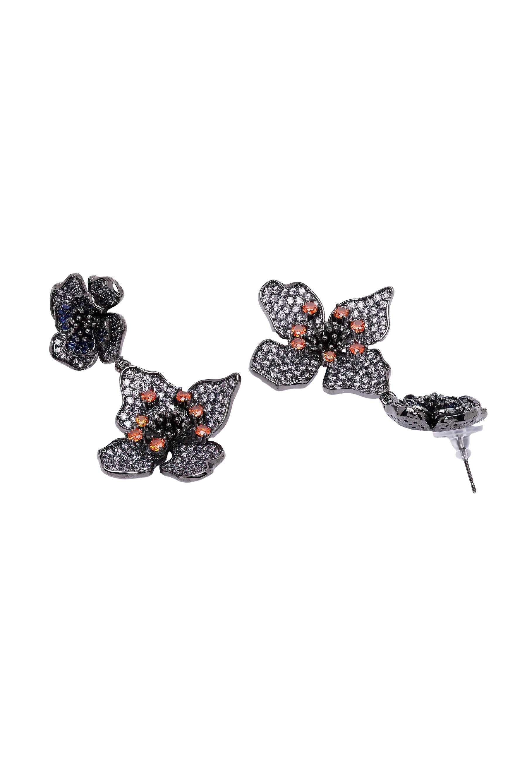 Diva Two-Tiered Floral Drop Earrings