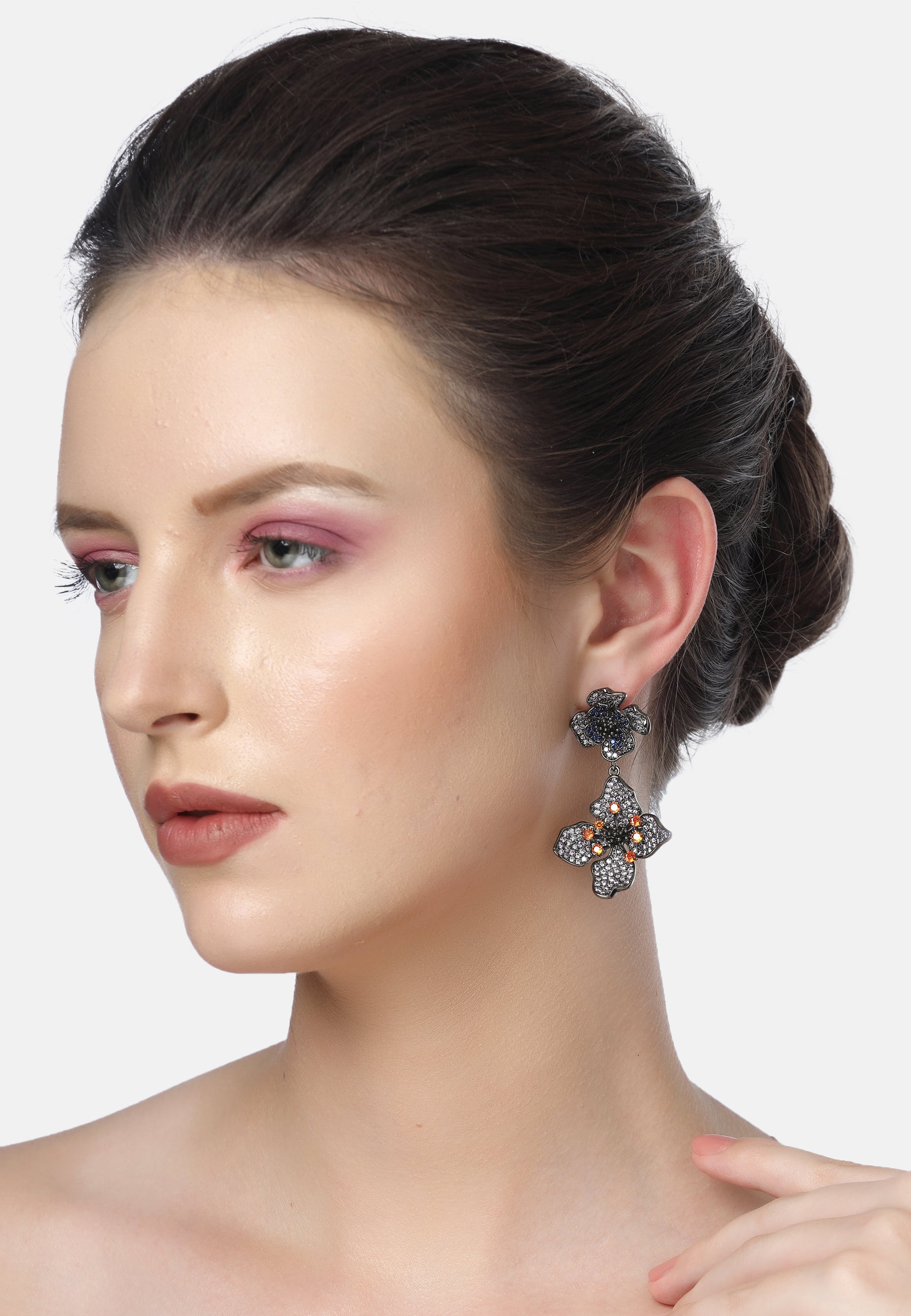 Diva Two-Tiered Floral Drop Earrings