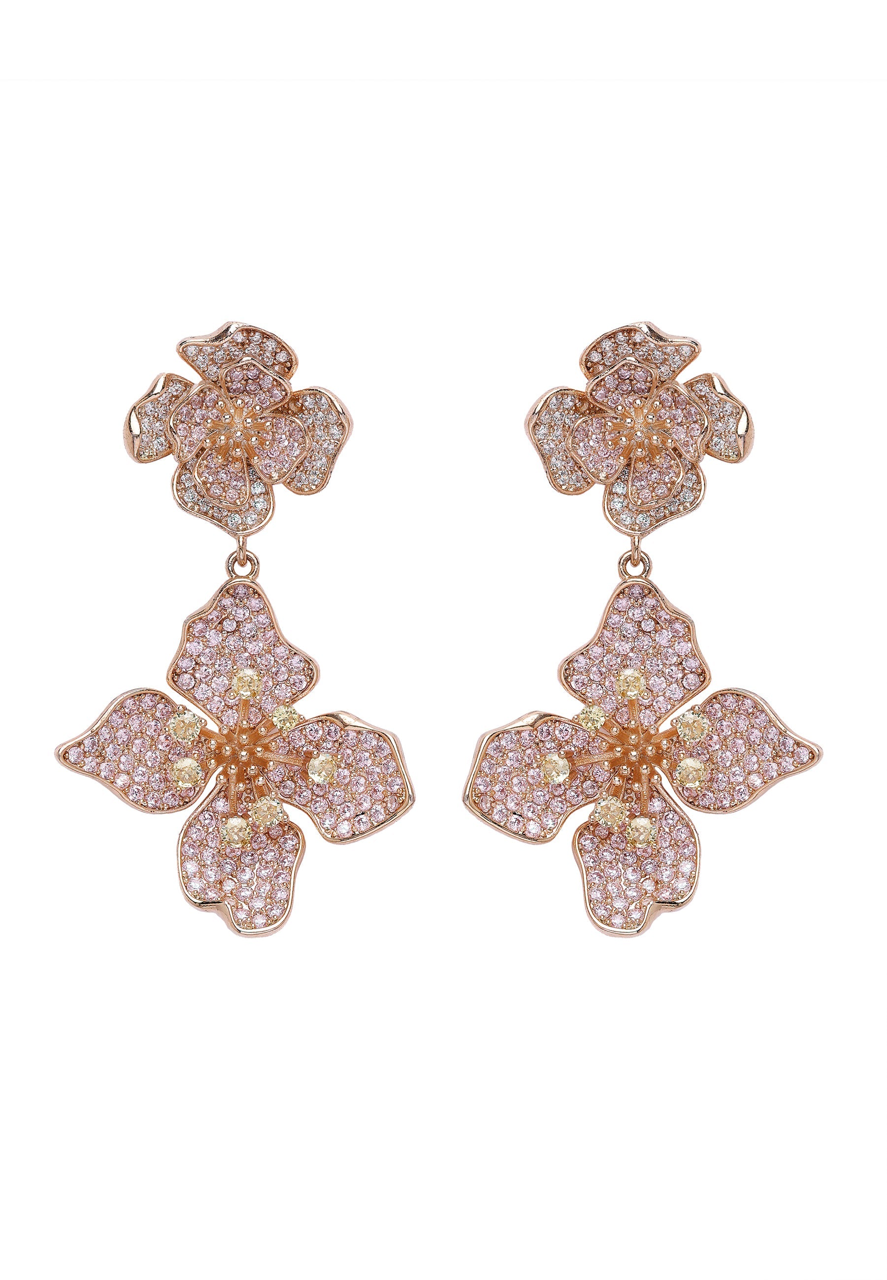 Diva Two-Tiered Floral Drop Earrings