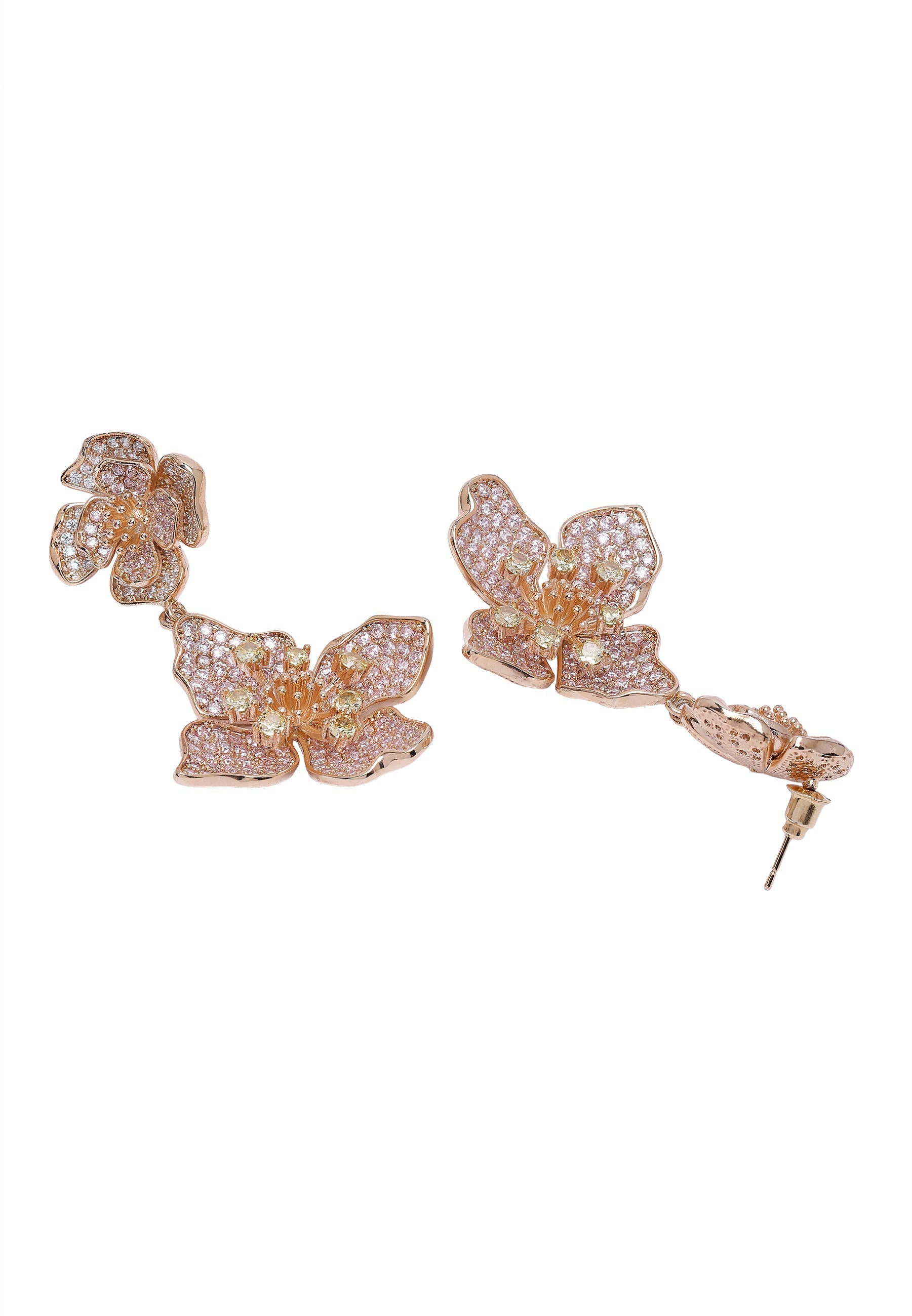 Boucles d'oreilles pendantes florales à deux niveaux Diva