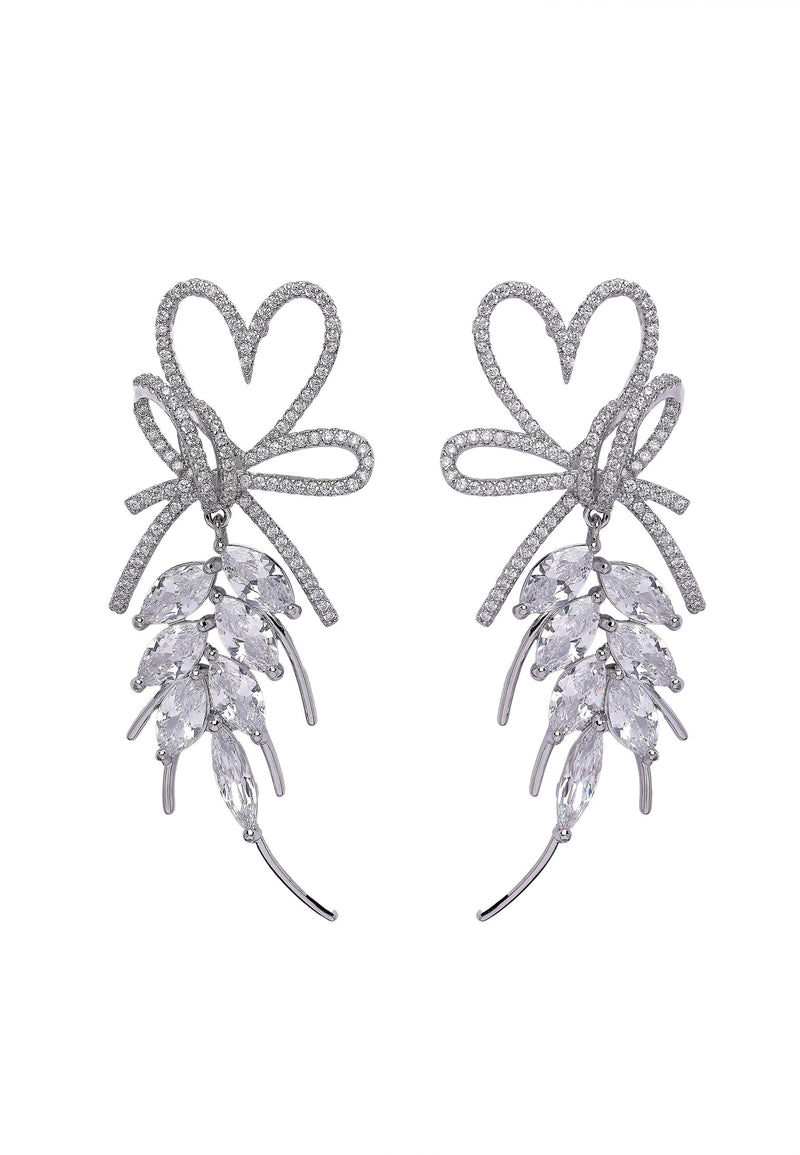 Boucles d'oreilles Diva en forme de cœur et de feuille