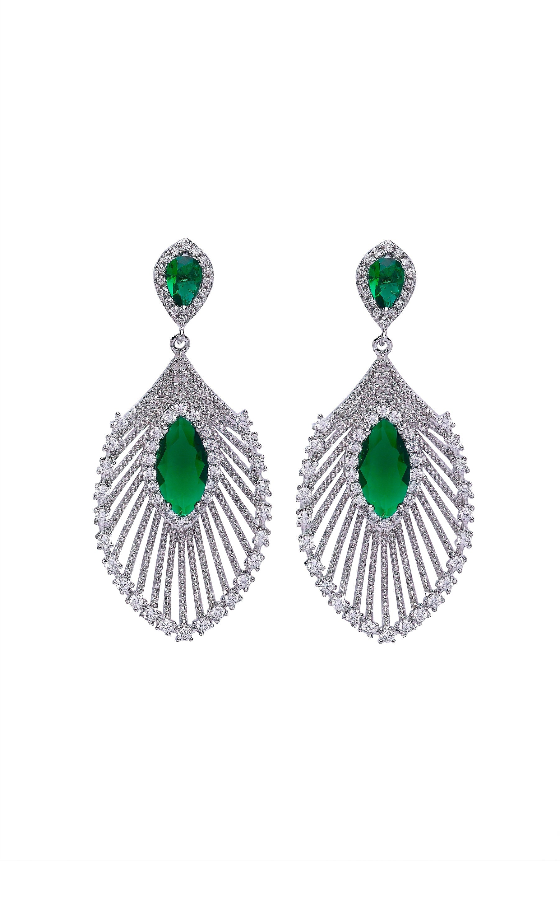 Diva Peacock Feather Drop Earring