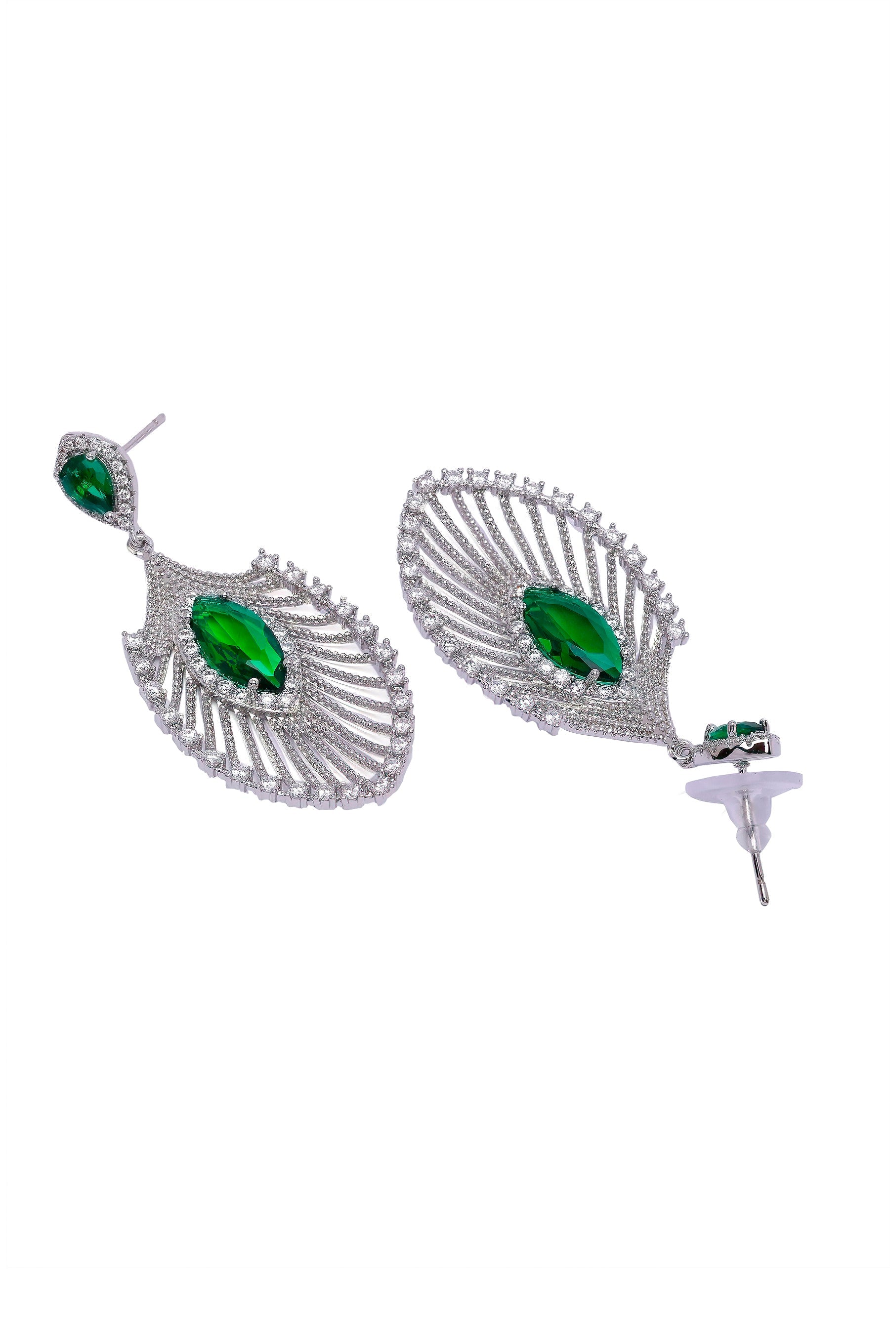 Diva Peacock Feather Drop Earring