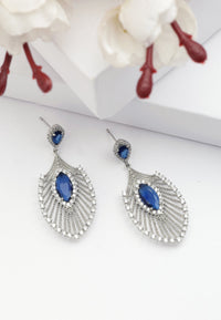 Diva Peacock Feather Drop Earring