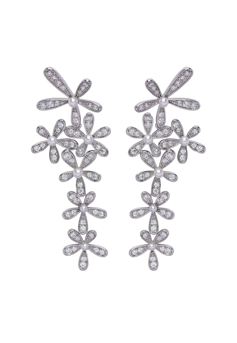 Boucles d'oreilles pendantes florales scintillantes Diva