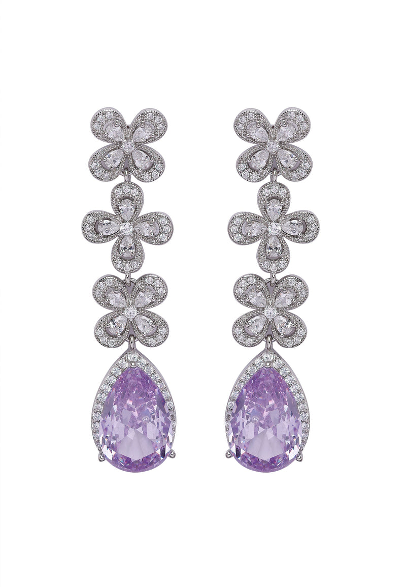 Boucles d'oreilles pendantes Diva Triple Fleur