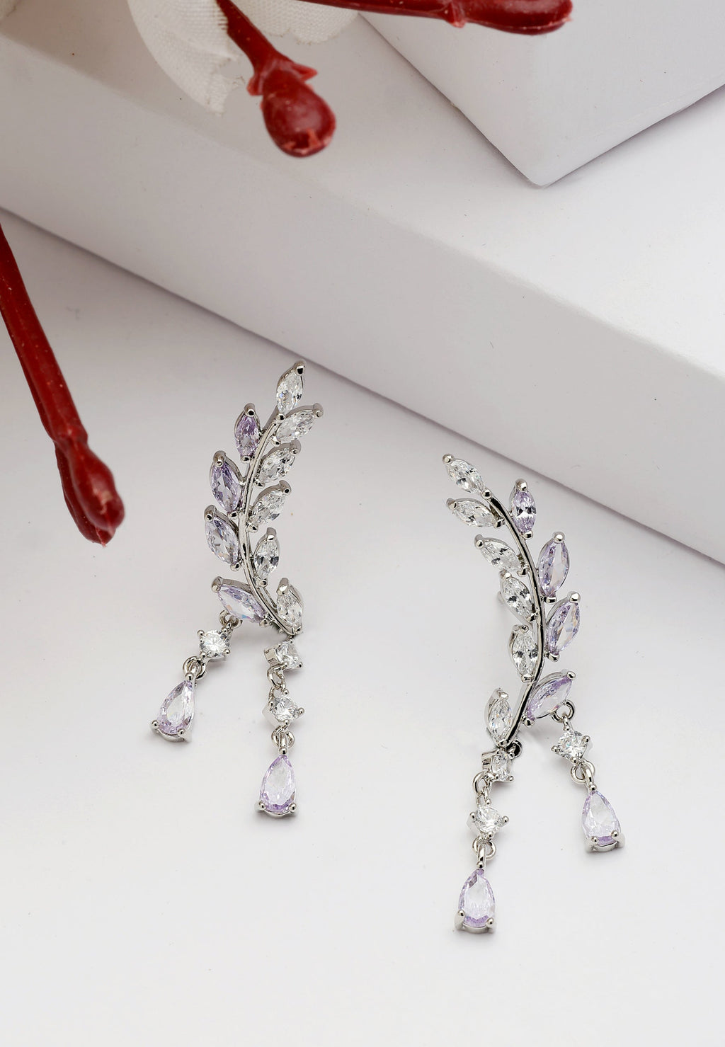 Diva Tilted Leaf Earrings