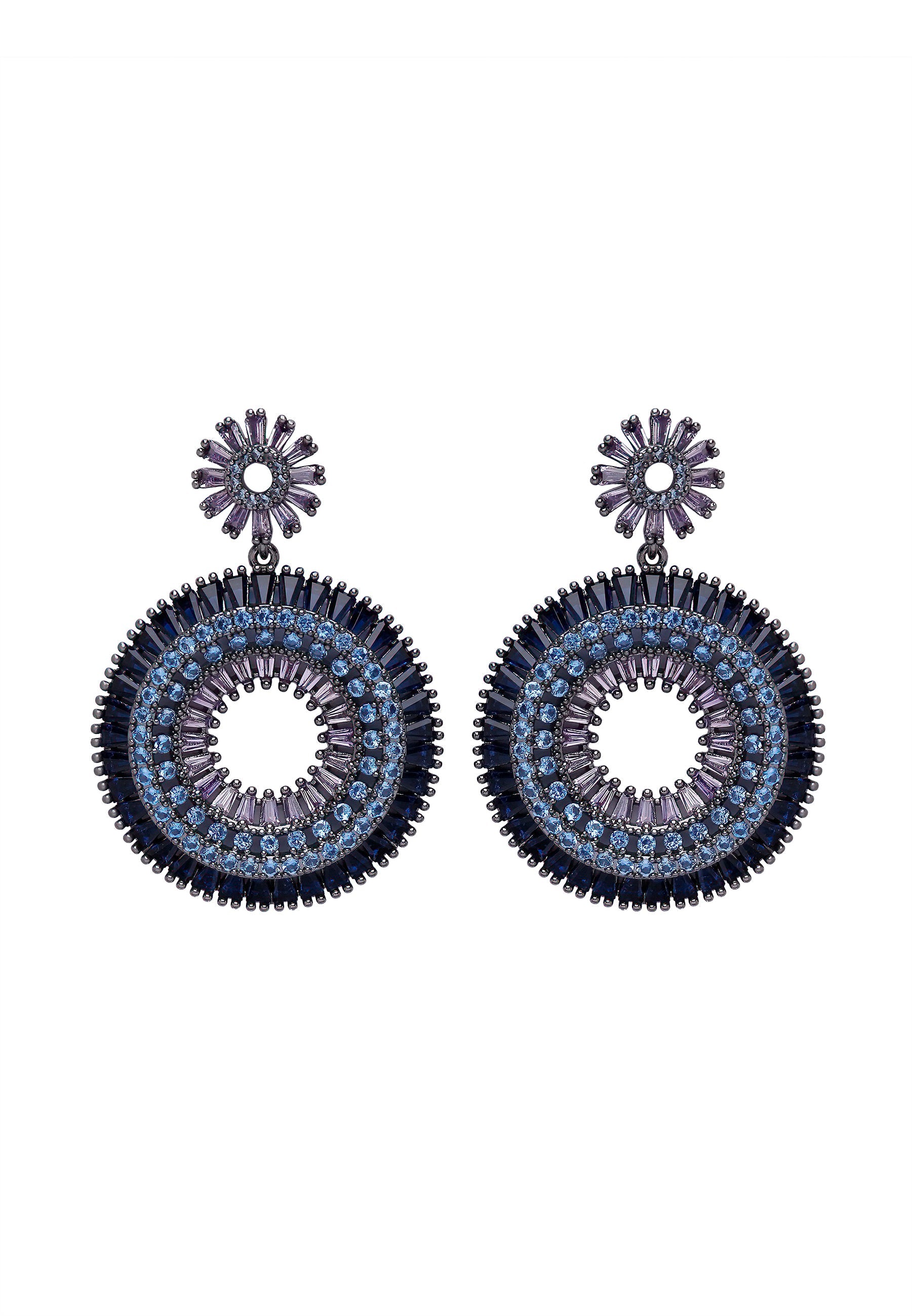 Boucles d'oreilles pendantes rondes à motif floral Diva