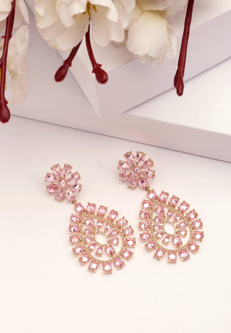 Boucles d'oreilles pendantes florales scintillantes Diva