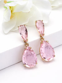 Double Teardrop Crystal Drop Earrings
