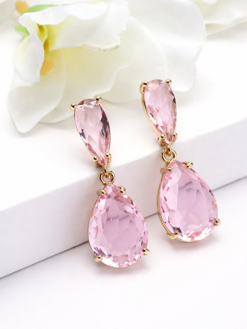 Double Teardrop Crystal Drop Earrings