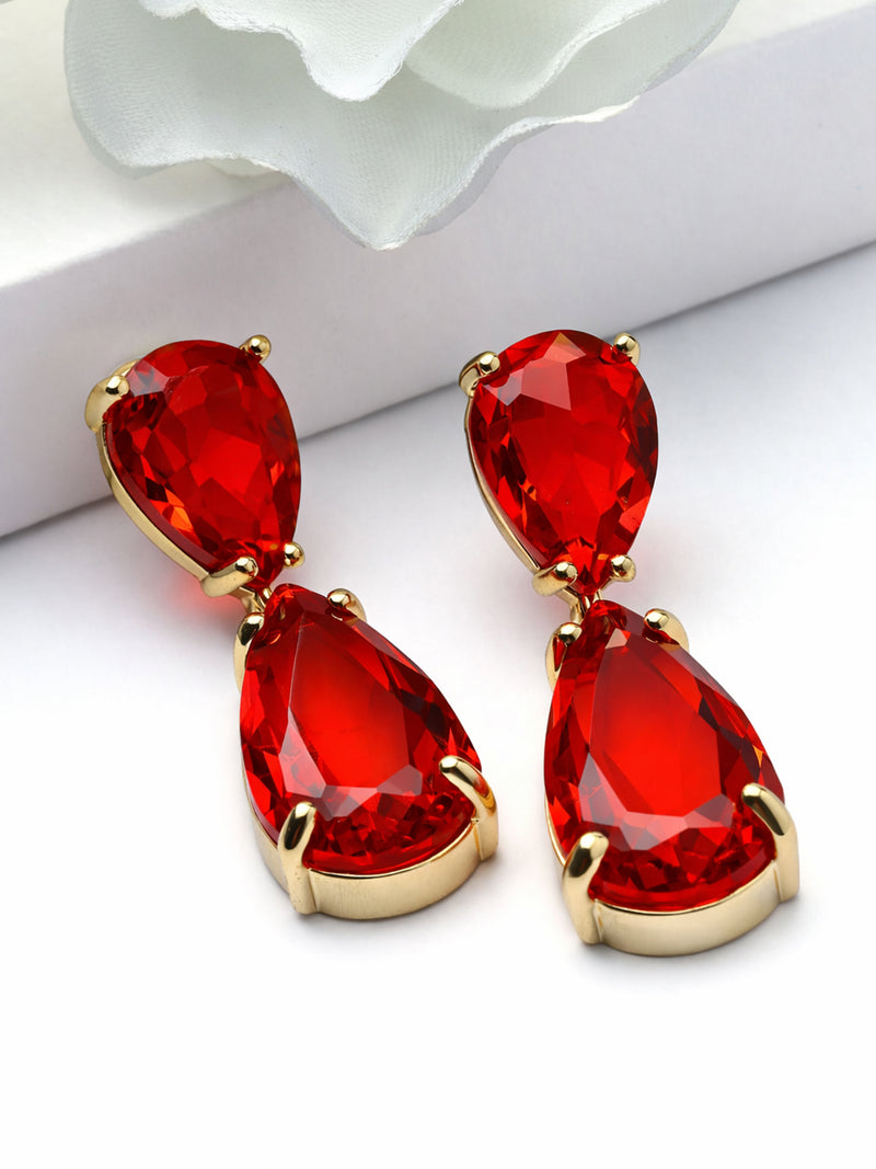 Double Teardrop Crystal Drop Earrings