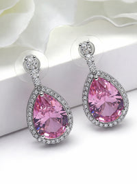 Halo Teardrop Sparkle Drop Earrings