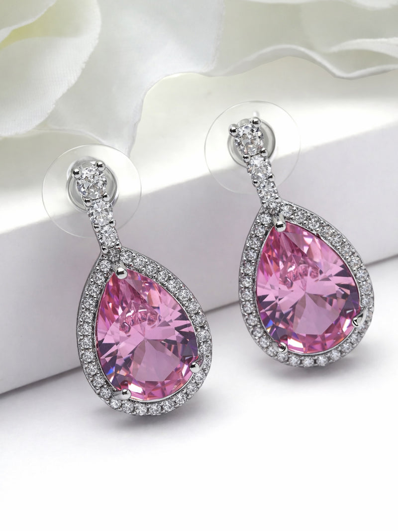 Halo Teardrop Sparkle Drop Earrings