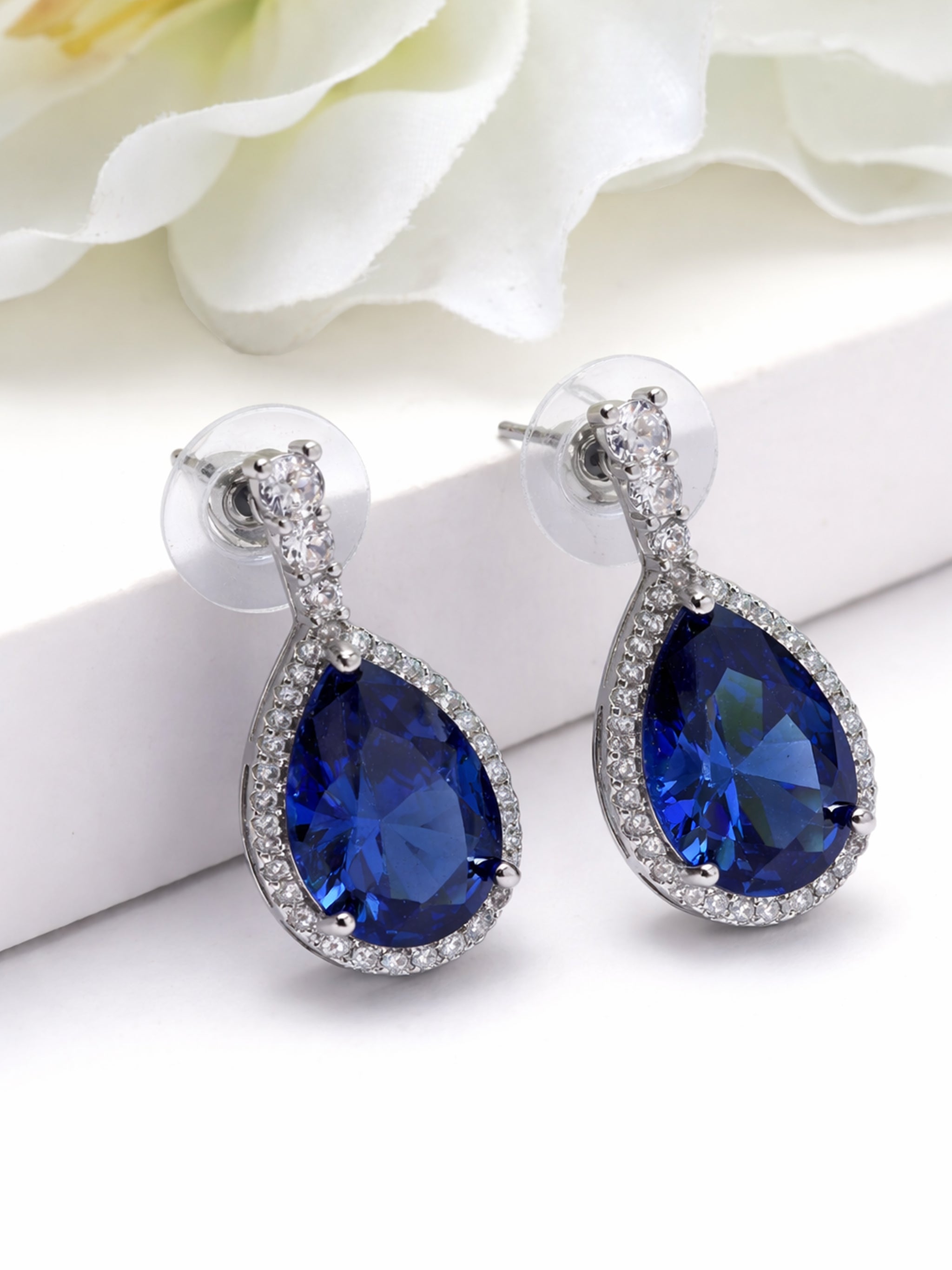 Halo Teardrop Sparkle Drop Earrings
