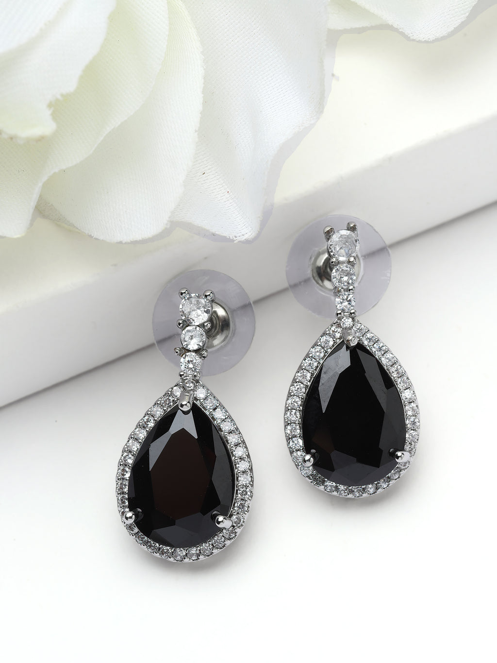 Halo Teardrop Sparkle Drop Earrings