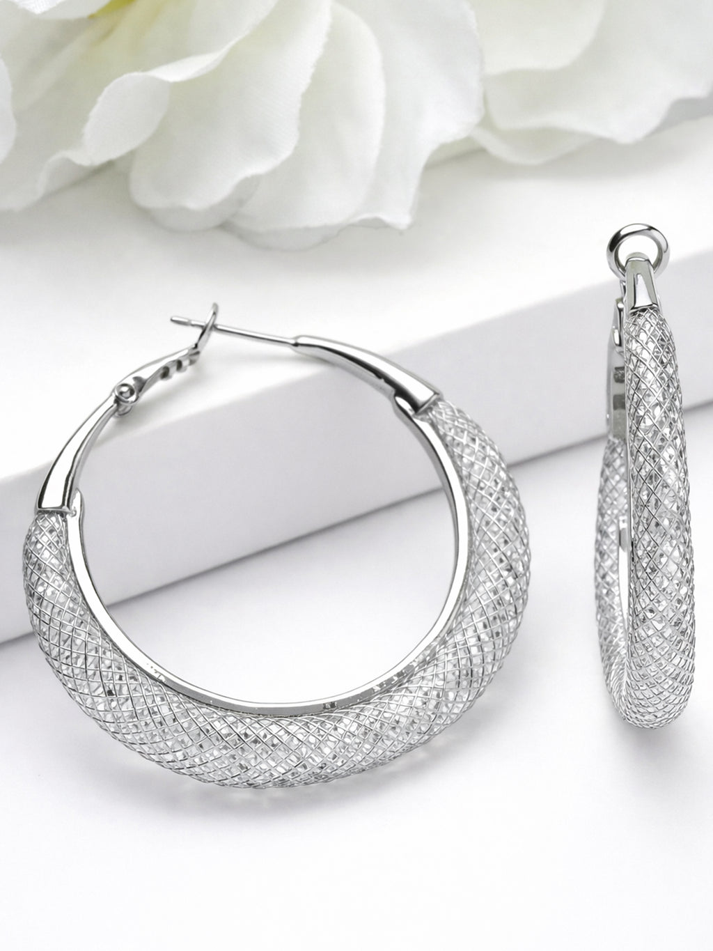 Textured Wide Hoop Earrings