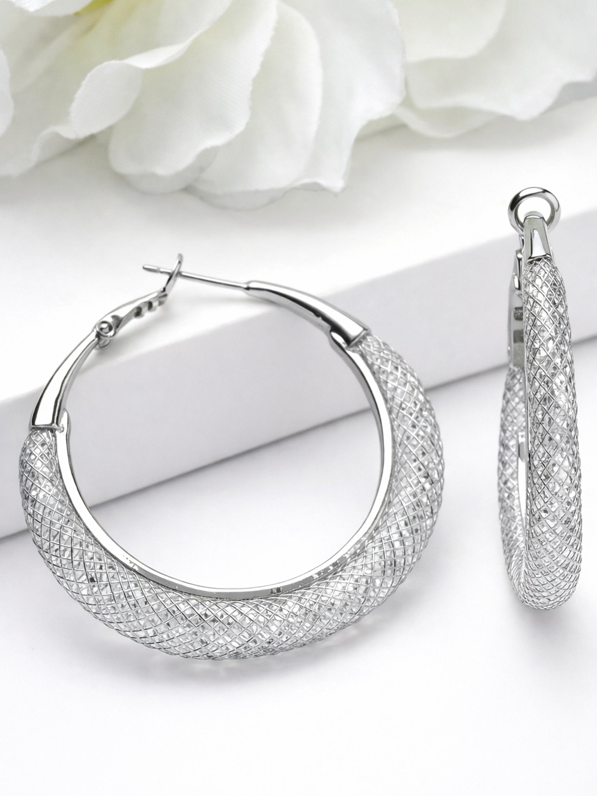 Textured Wide Hoop Earrings