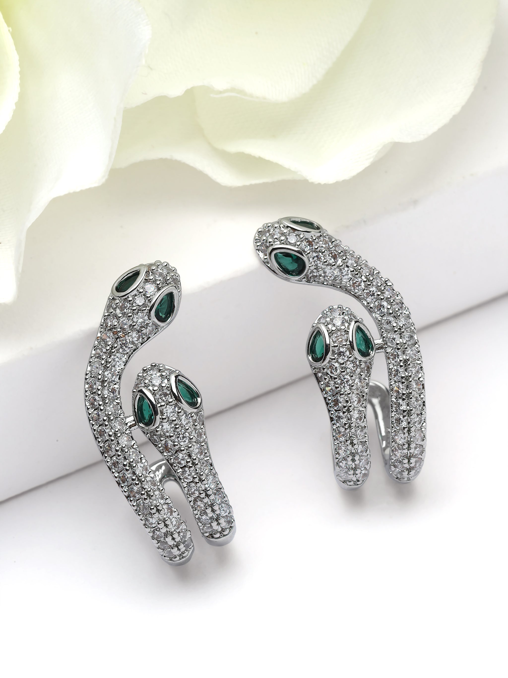Pavé Serpent Hugger Stud Earrings