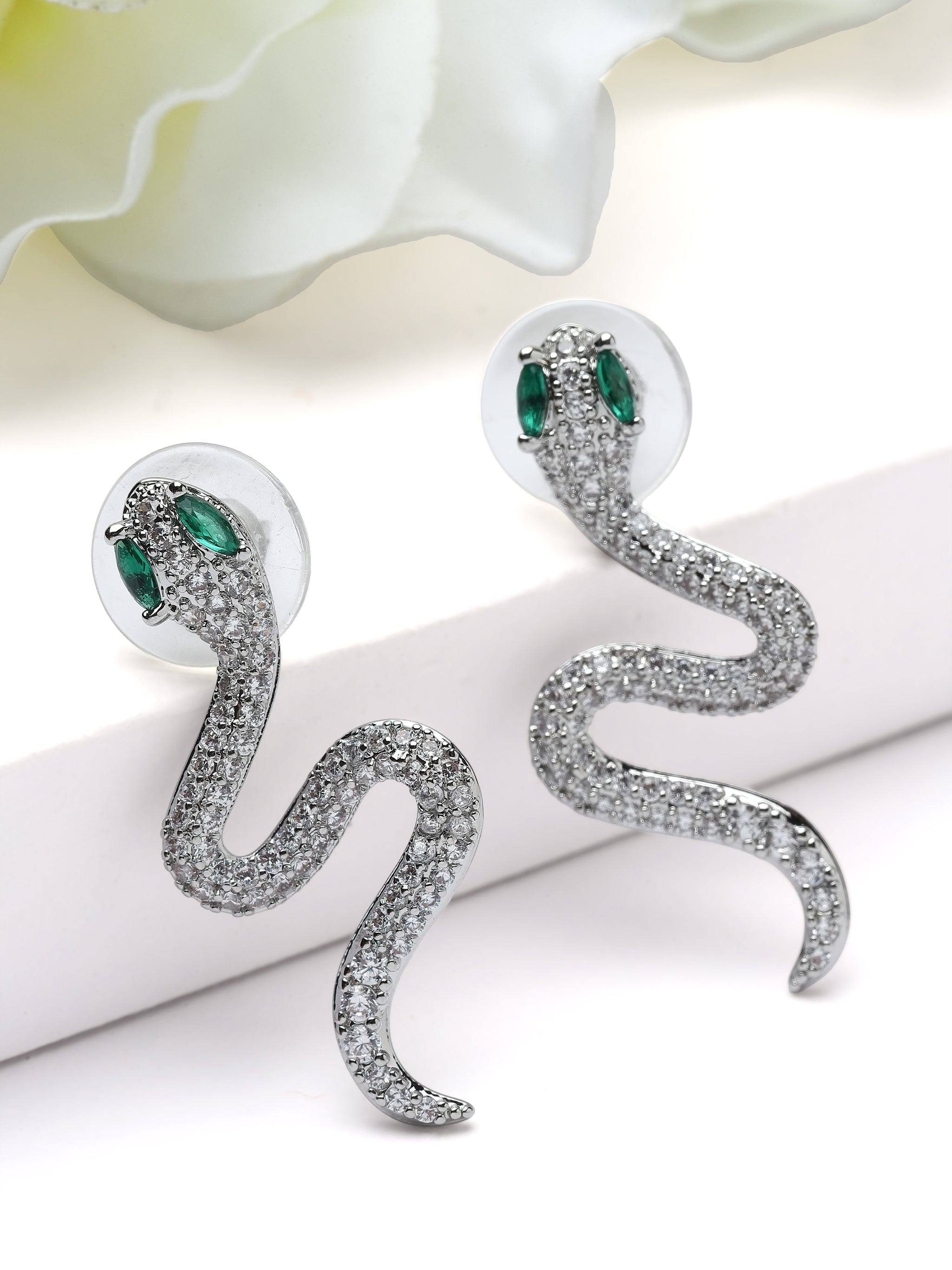 Pavé Serpent Drop Earrings