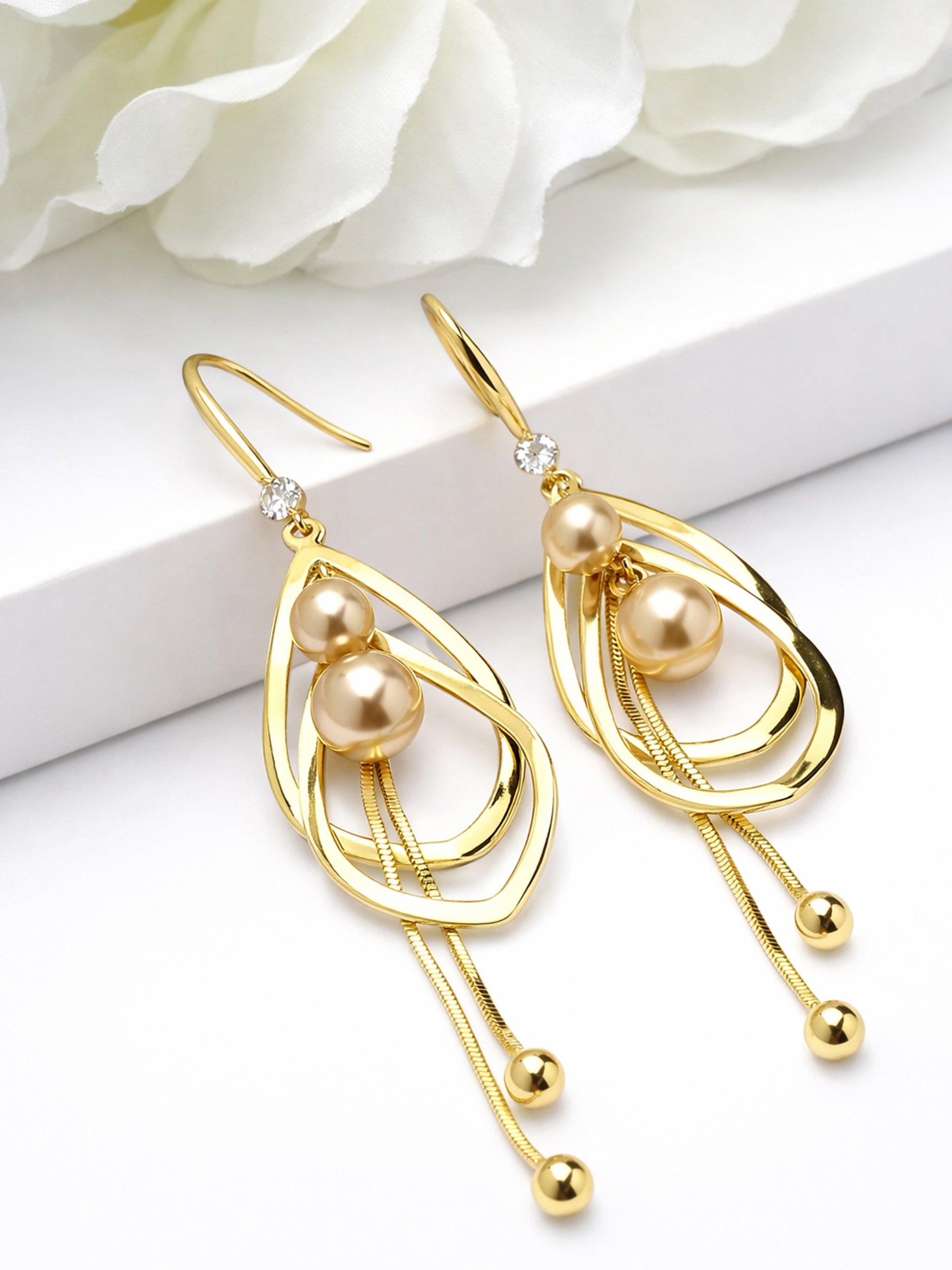 Pearl Cage Tassel Drop Earrings