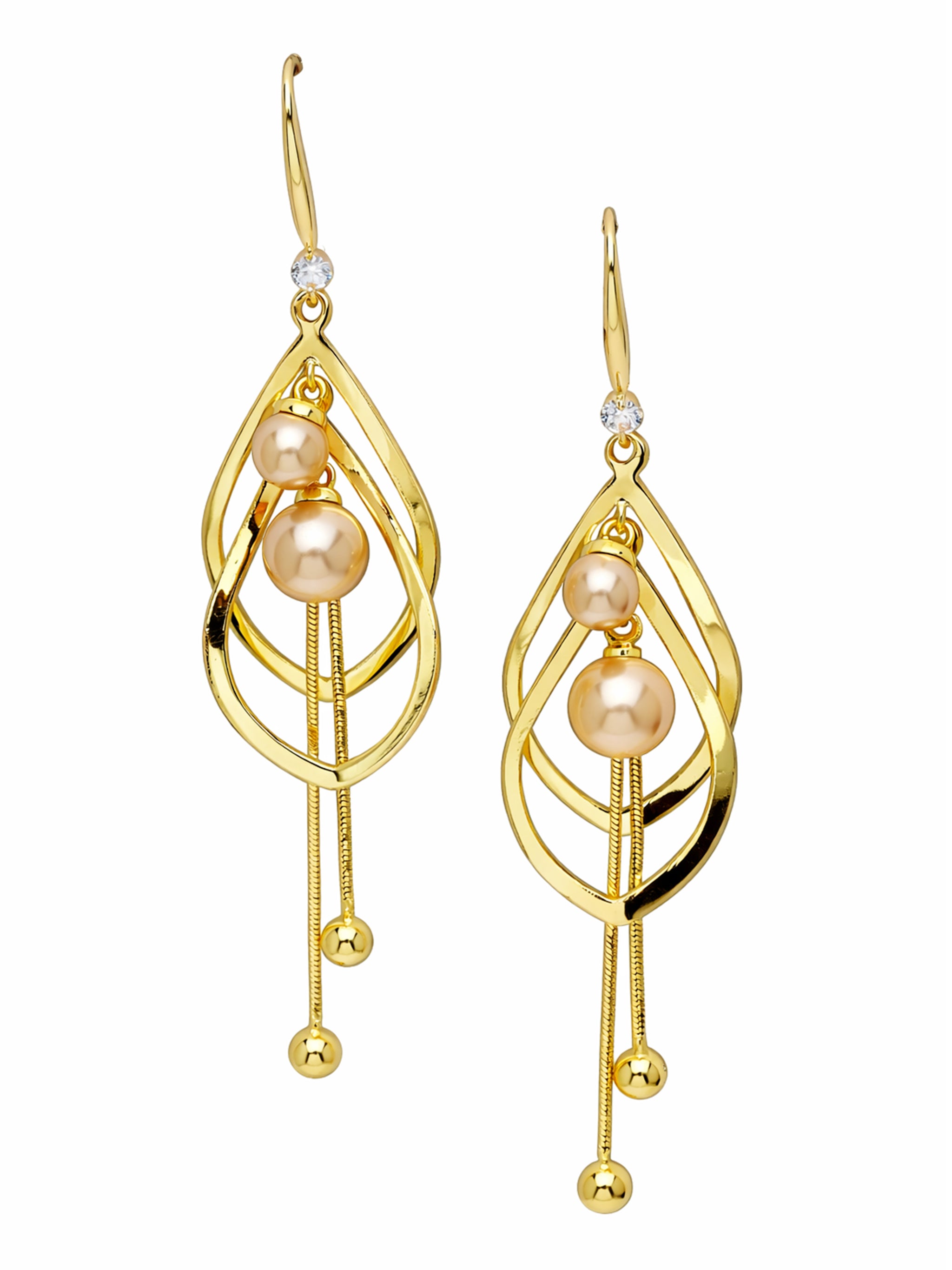 Pearl Cage Tassel Drop Earrings