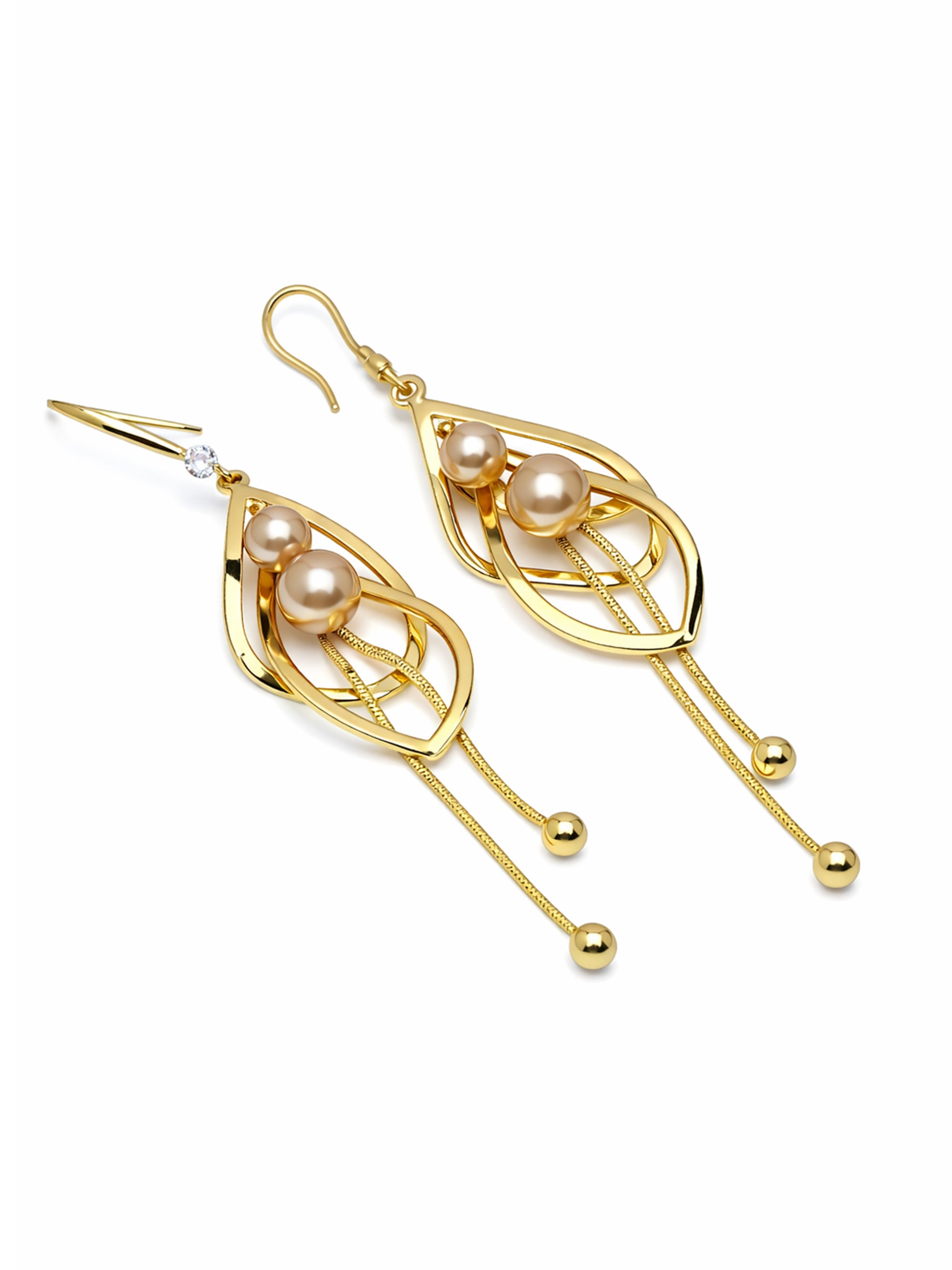 Pearl Cage Tassel Drop Earrings