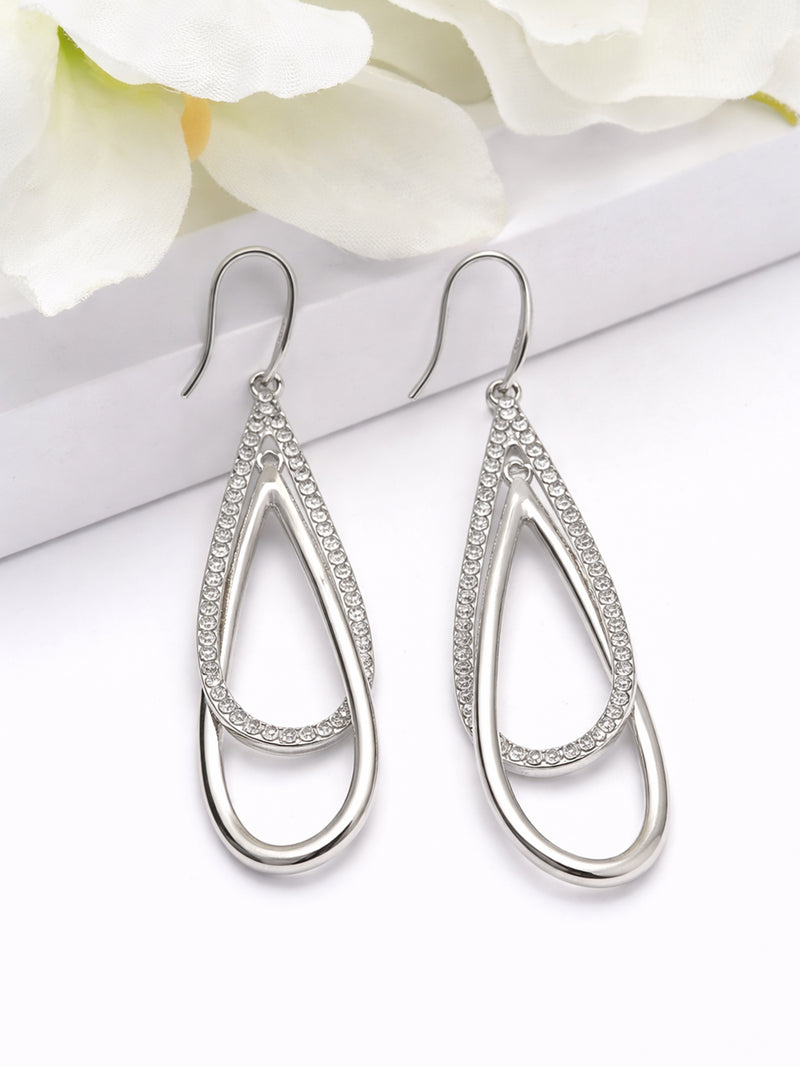 Double Loop Pavé Drop Earrings