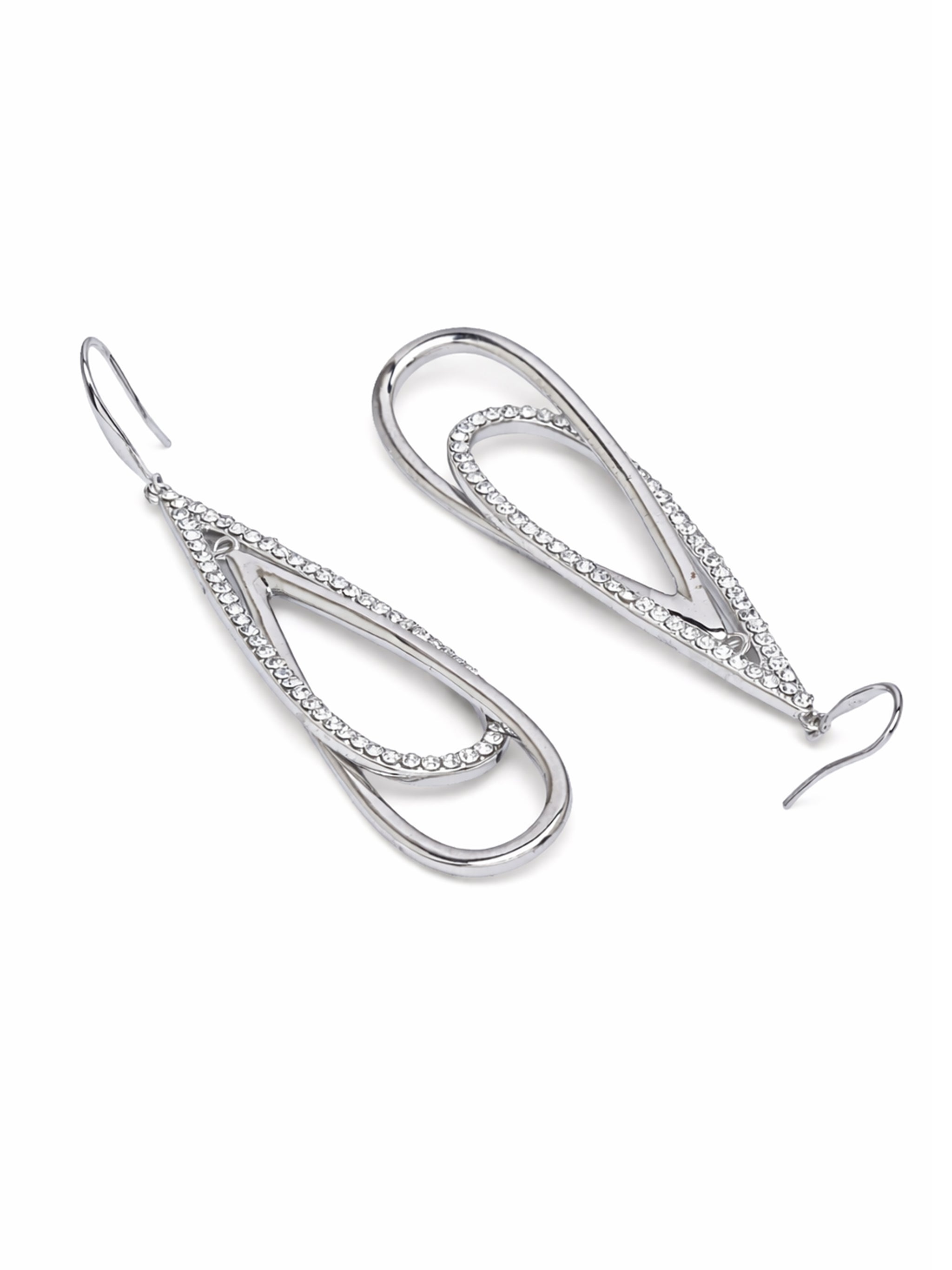 Double Loop Pavé Drop Earrings